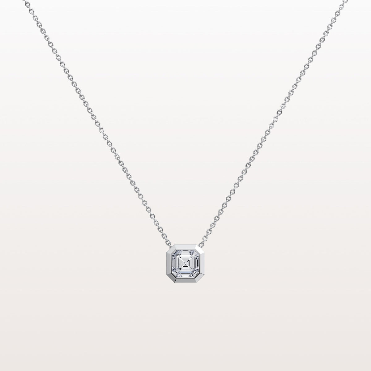 1CT Asscher Cut Lab Diamond Octagon Shape Pendant Necklace - Necklaces