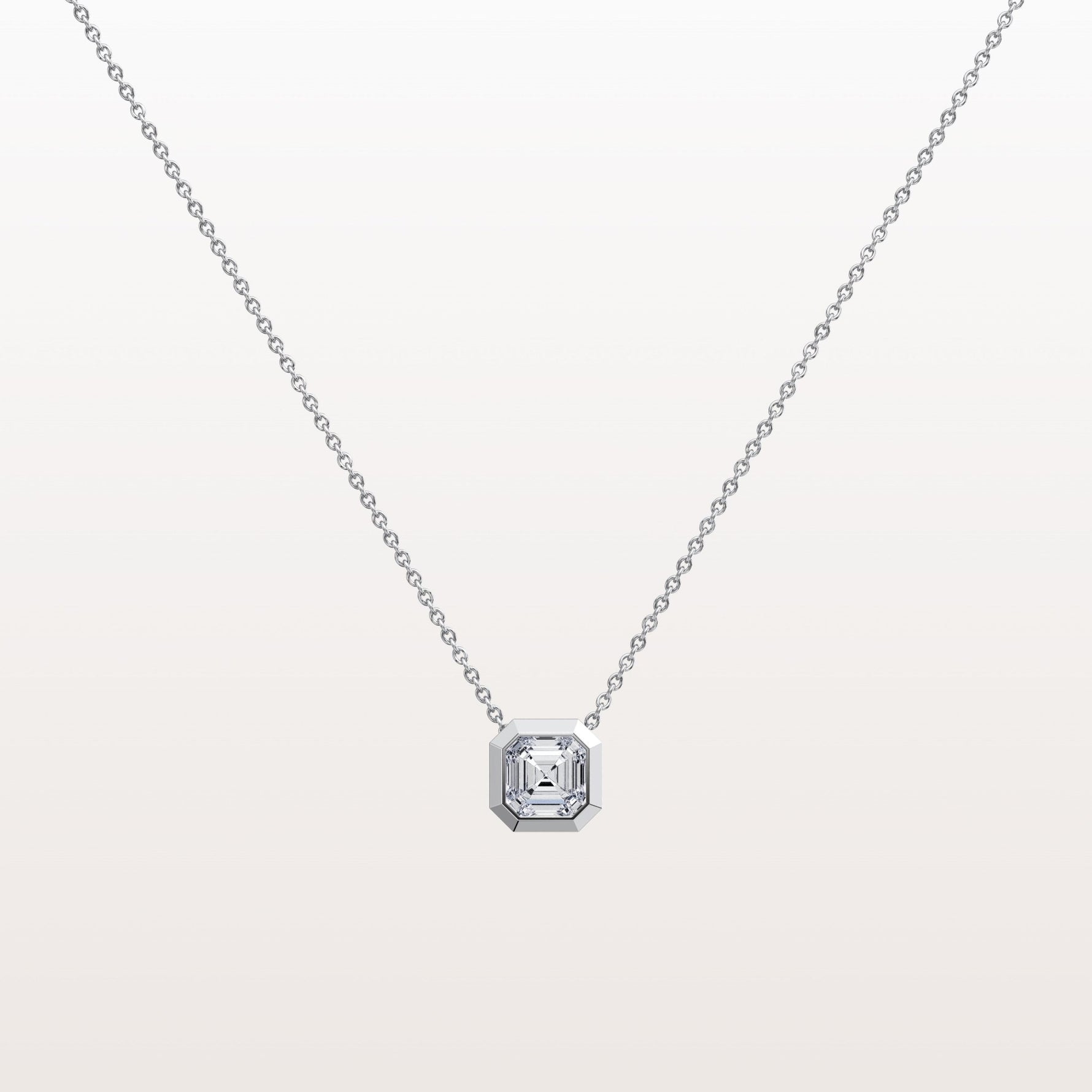 1CT Asscher Cut Lab Diamond Octagon Shape Pendant Necklace - Necklaces