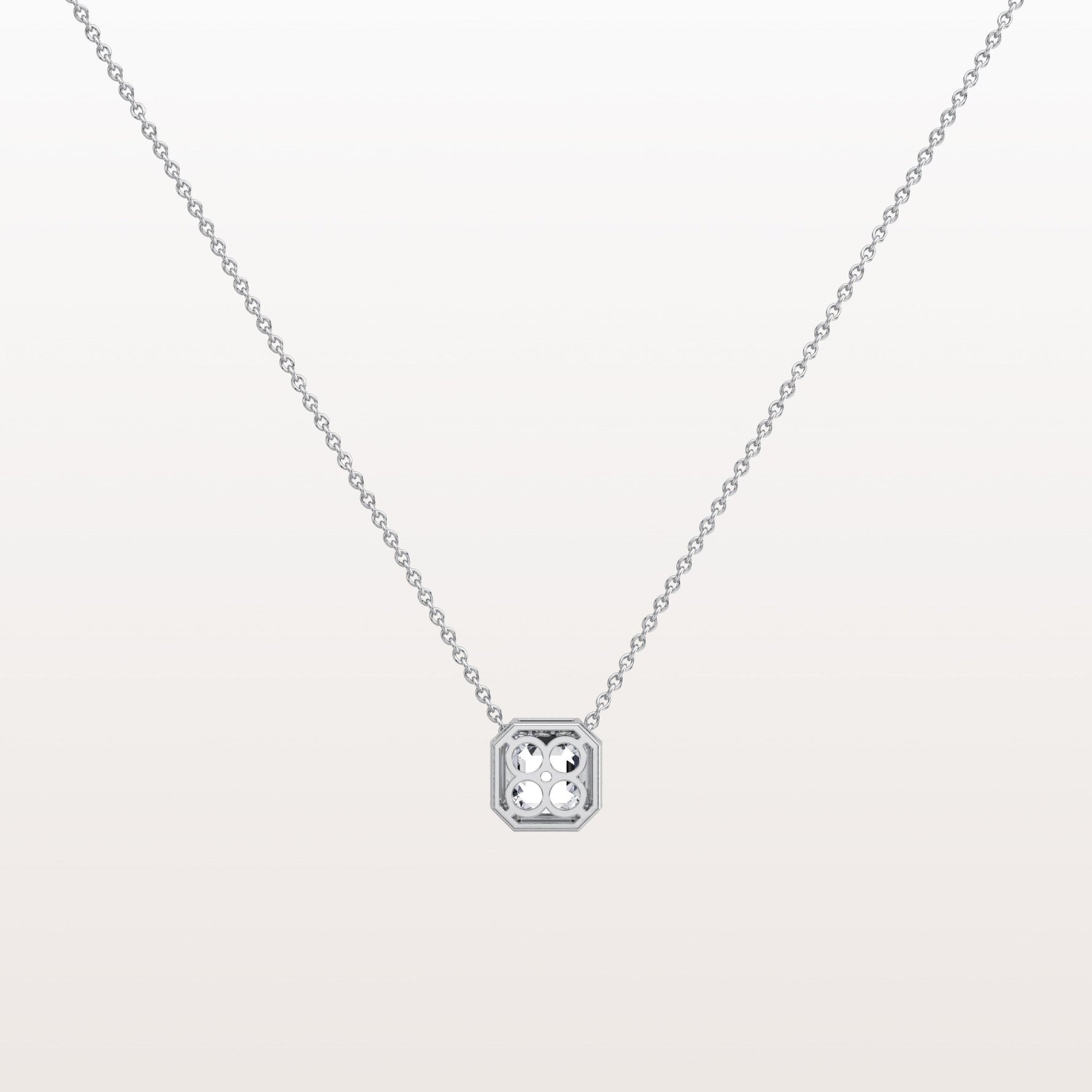 1CT Asscher Cut Lab Diamond Octagon Shape Pendant Necklace - Necklaces