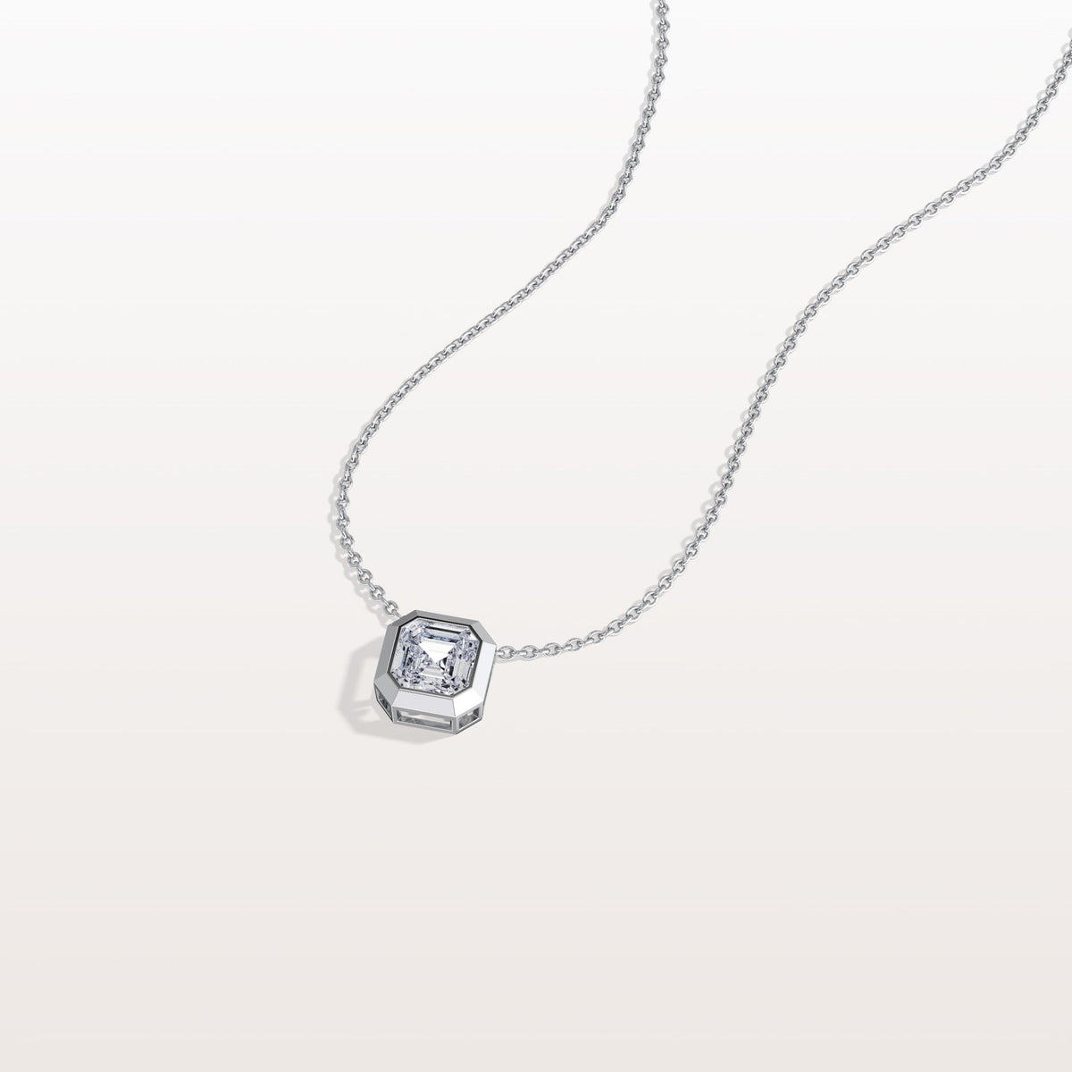 1CT Asscher Cut Lab Diamond Octagon Shape Pendant Necklace - Necklaces