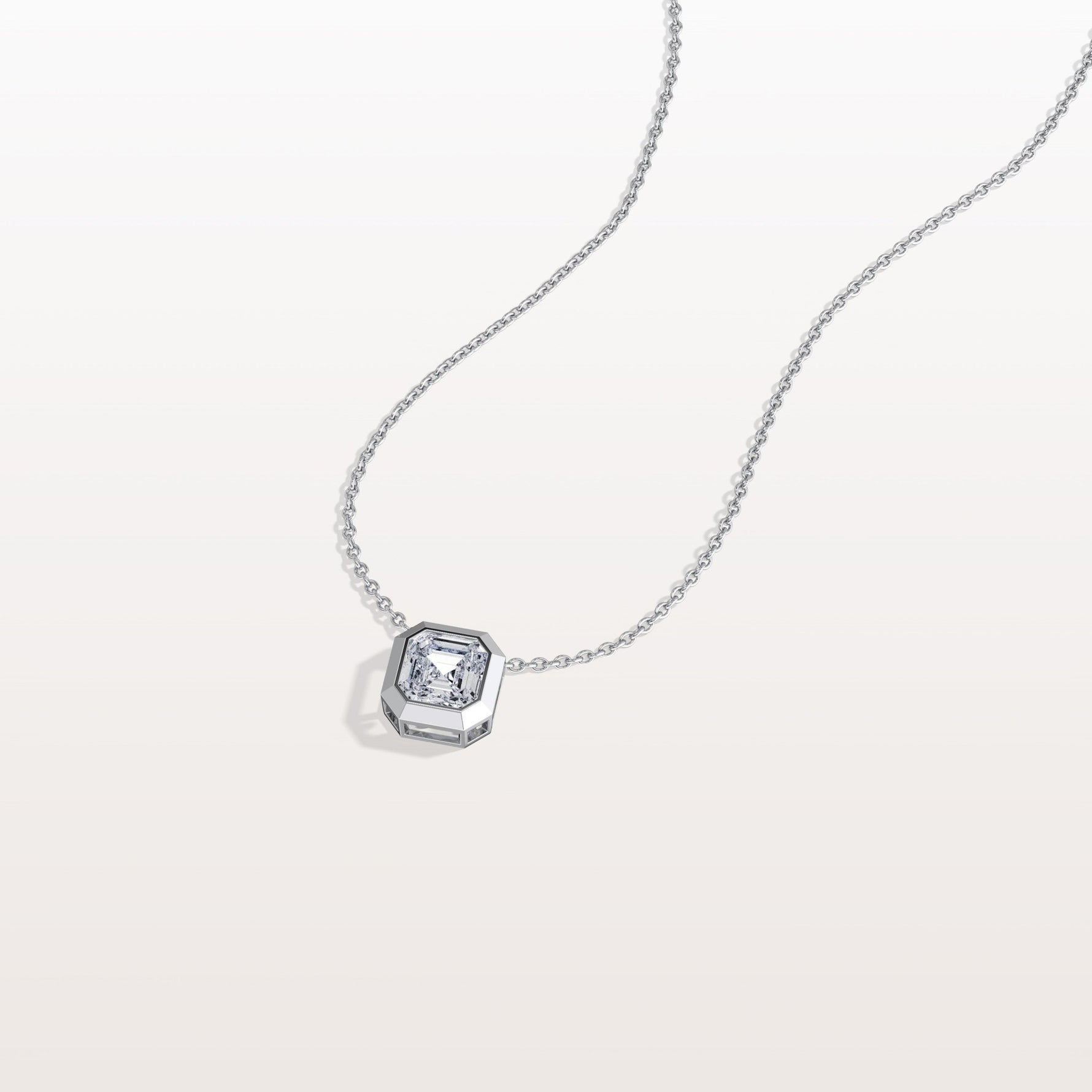 1CT Asscher Cut Lab Diamond Octagon Shape Pendant Necklace - Necklaces