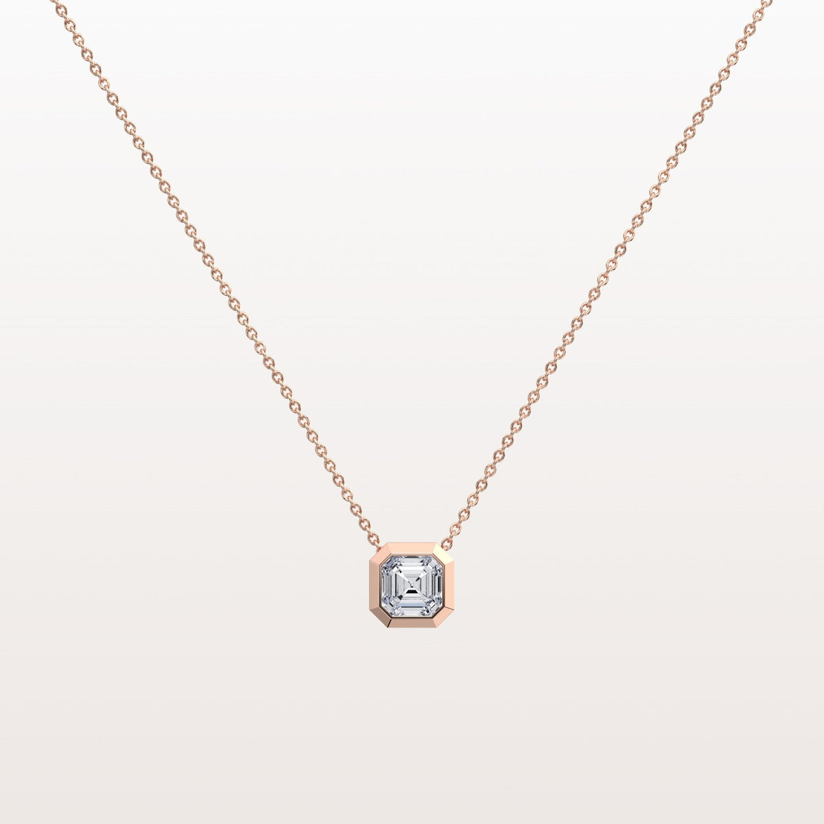 1CT Asscher Cut Lab Diamond Octagon Shape Pendant Necklace - Necklaces