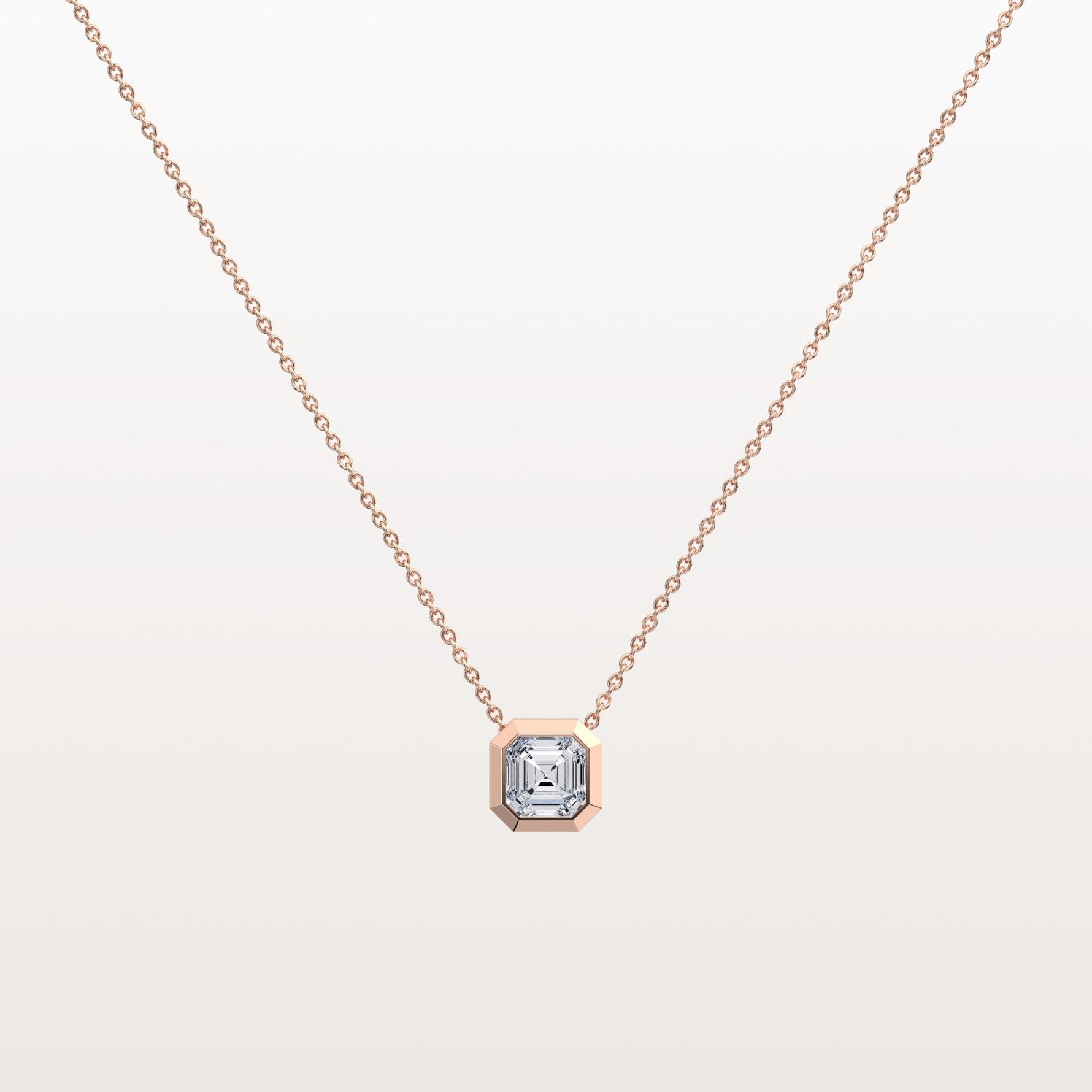 1CT Asscher Cut Lab Diamond Octagon Shape Pendant Necklace - Necklaces