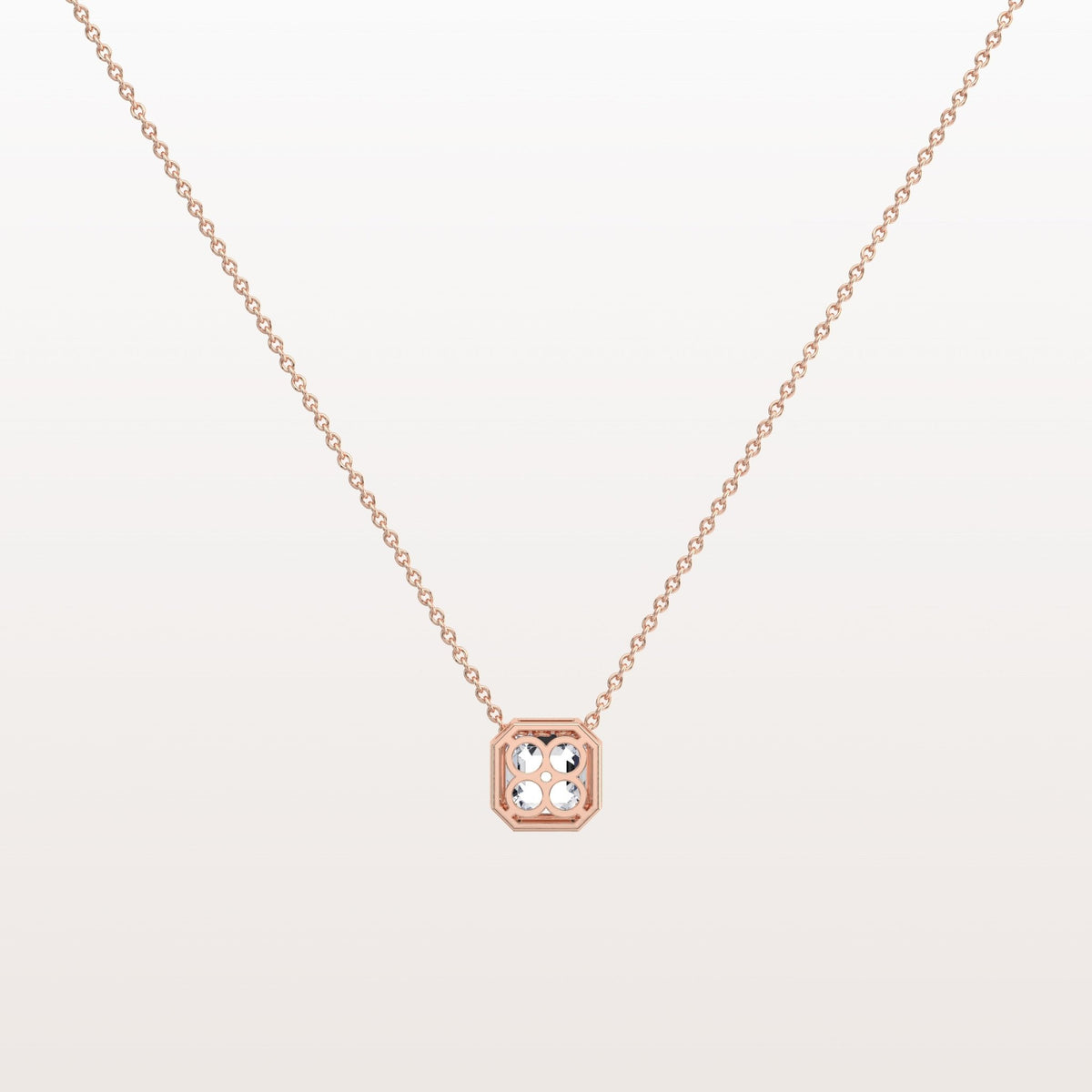 1CT Asscher Cut Lab Diamond Octagon Shape Pendant Necklace - Necklaces