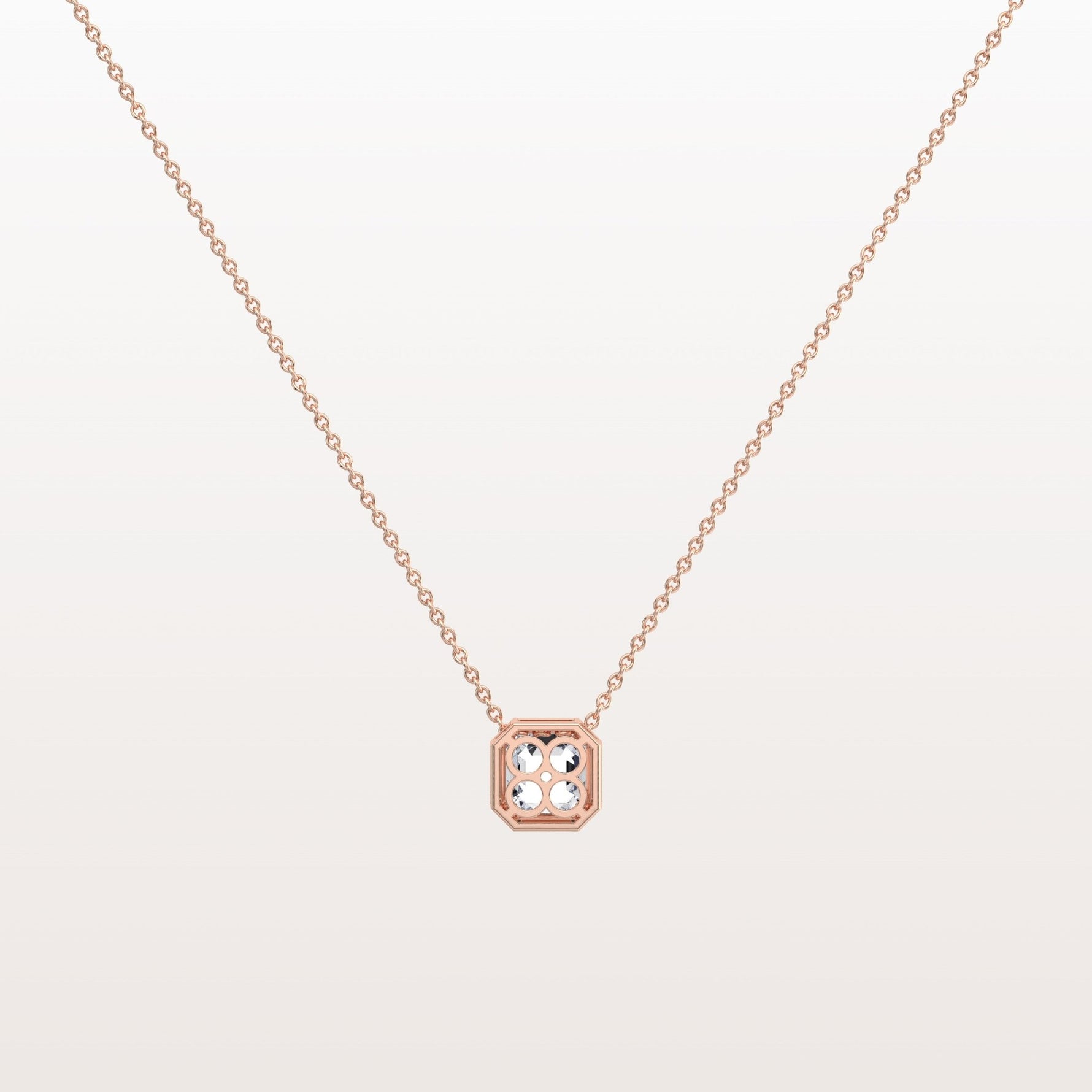 1CT Asscher Cut Lab Diamond Octagon Shape Pendant Necklace - Necklaces