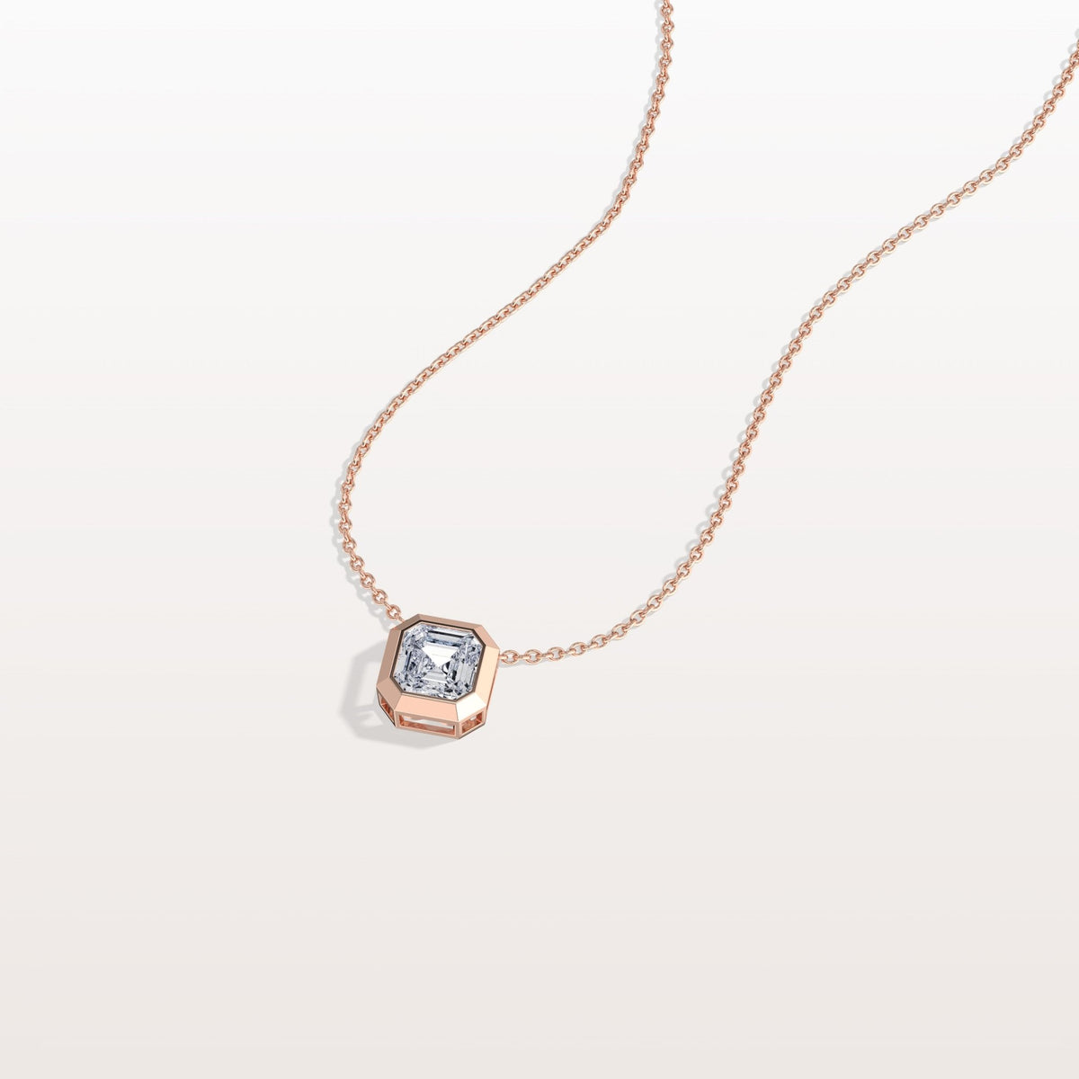 1CT Asscher Cut Lab Diamond Octagon Shape Pendant Necklace - Necklaces