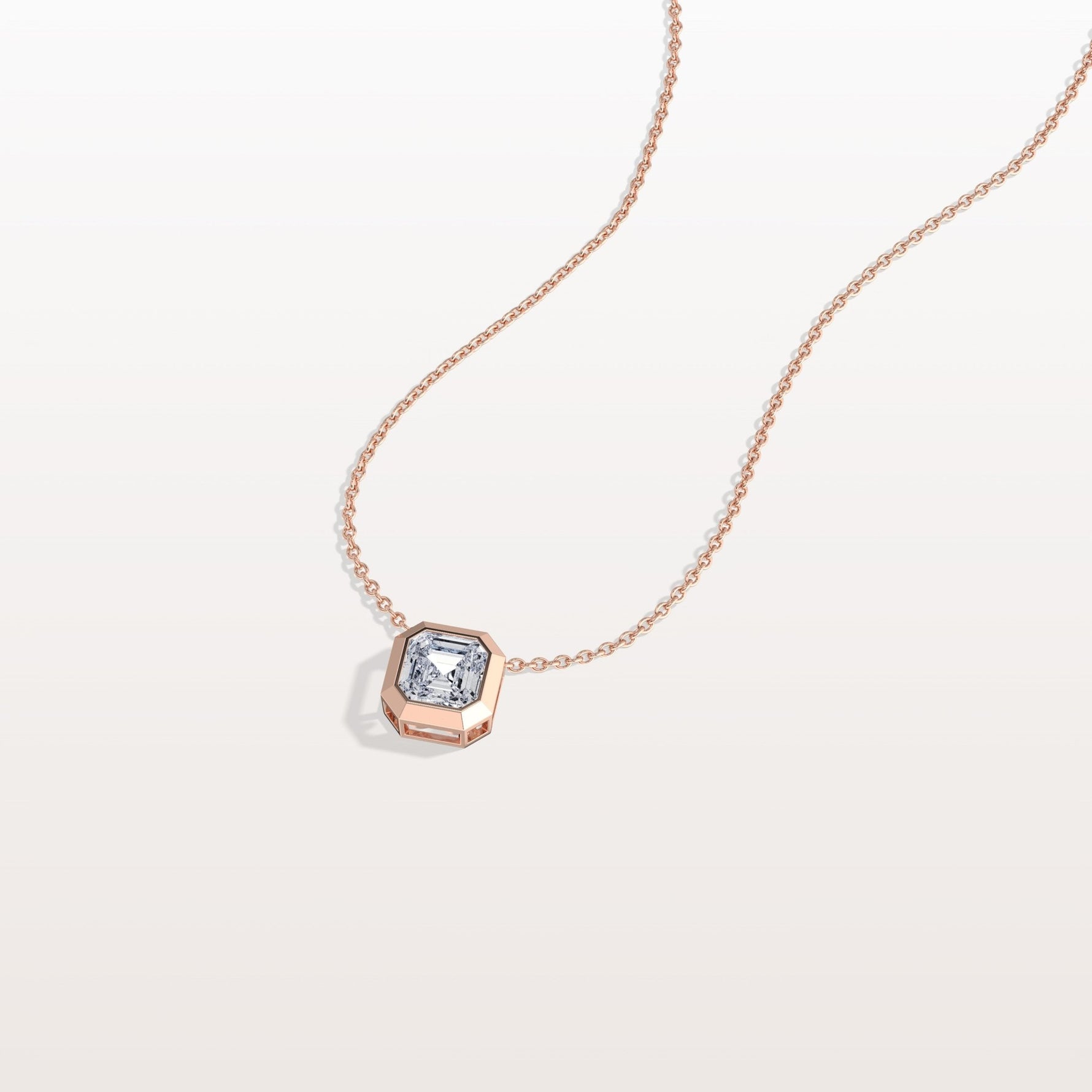 1CT Asscher Cut Lab Diamond Octagon Shape Pendant Necklace - Necklaces