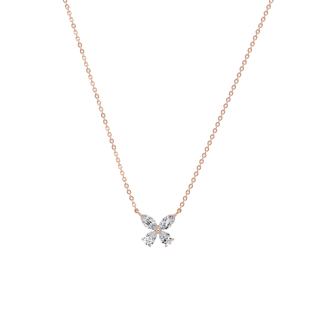 0.5CTW Lab Grown Diamond Butterfly Necklace In 14K Solid Gold/Platinum - Necklaces