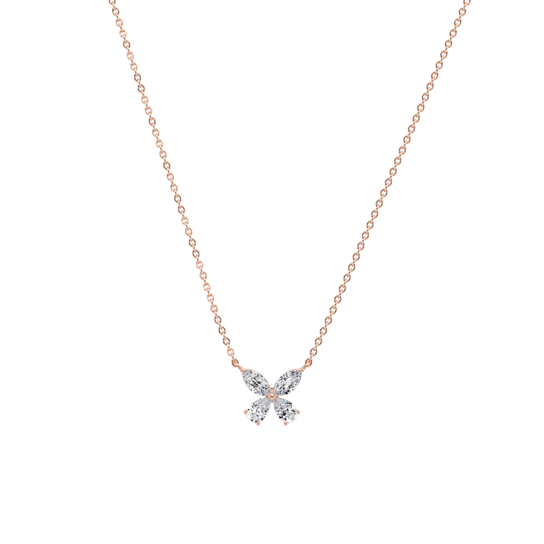0.5CTW Lab Grown Diamond Butterfly Necklace In 14K Solid Gold/Platinum - Necklaces