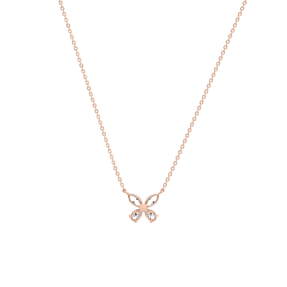 0.5CTW Lab Grown Diamond Butterfly Necklace In 14K Solid Gold/Platinum - Necklaces