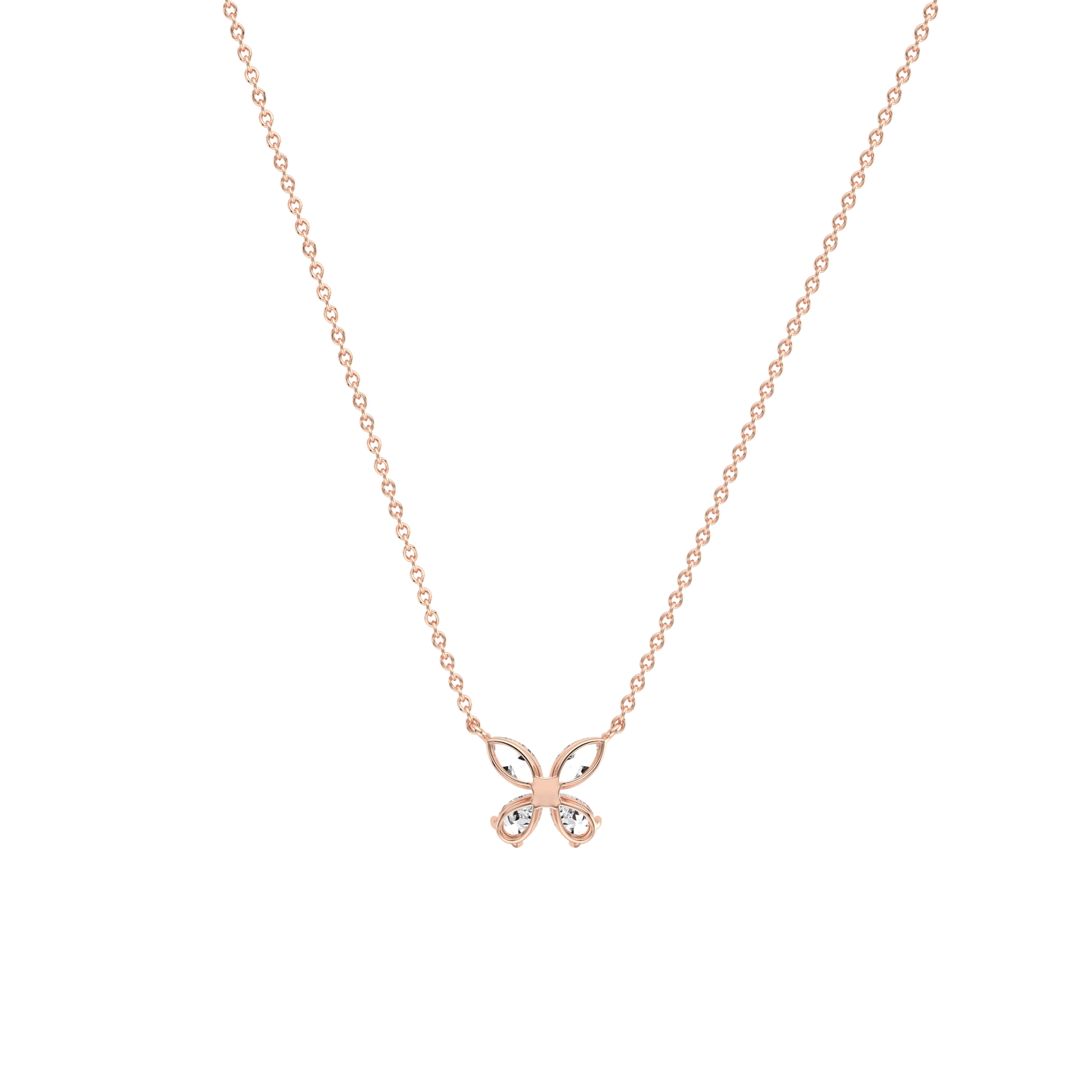 0.5CTW Lab Grown Diamond Butterfly Necklace In 14K Solid Gold/Platinum - Necklaces