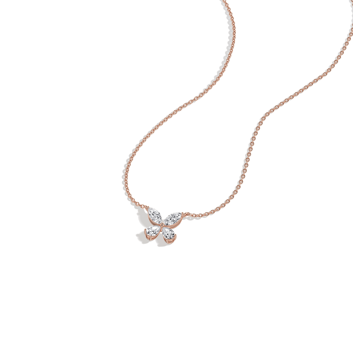 0.5CTW Lab Grown Diamond Butterfly Necklace In 14K Solid Gold/Platinum - Necklaces
