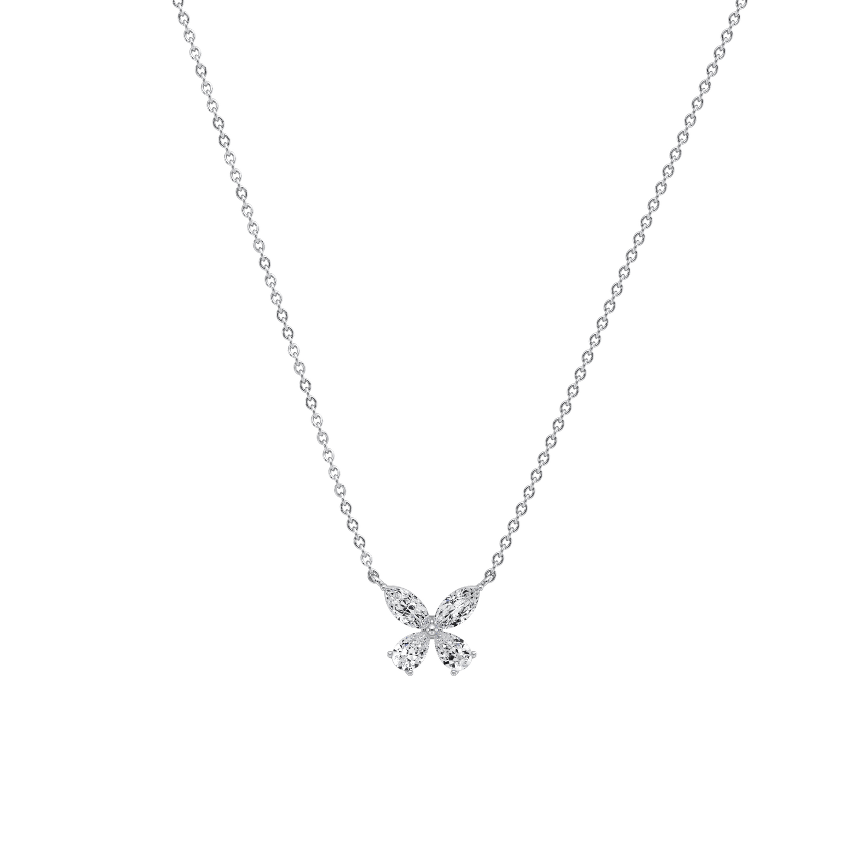 0.5CTW Lab Grown Diamond Butterfly Necklace In 14K Solid Gold/Platinum - Necklaces