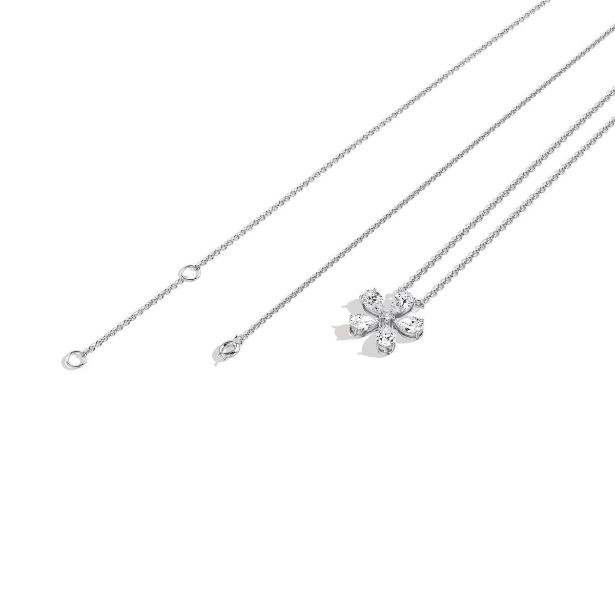 0.75CTW Lab Diamond Petite Flower Pendant Necklace In 14K Solid Gold/Platinum - Necklaces