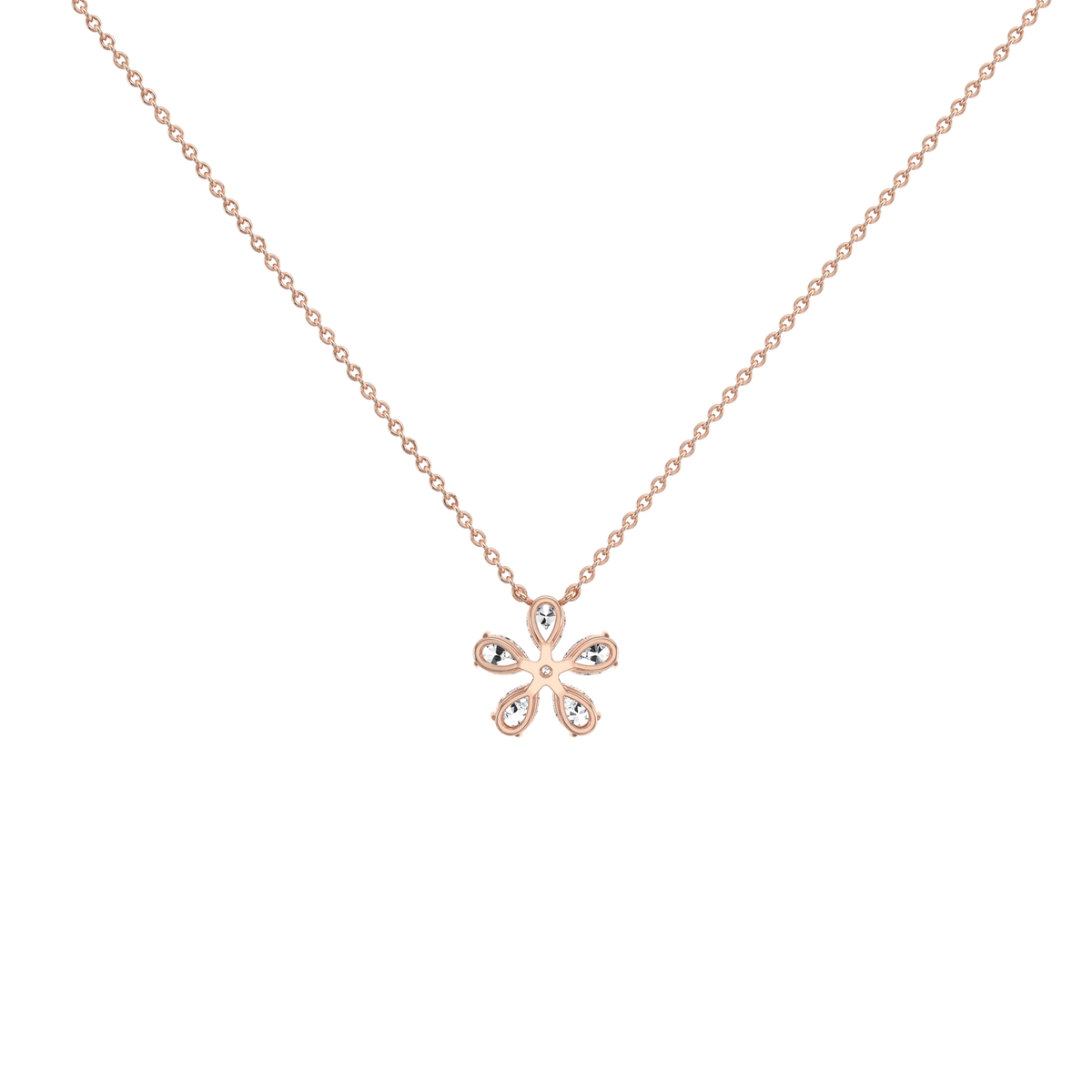 0.75CTW Lab Diamond Petite Flower Pendant Necklace In 14K Solid Gold/Platinum - Necklaces