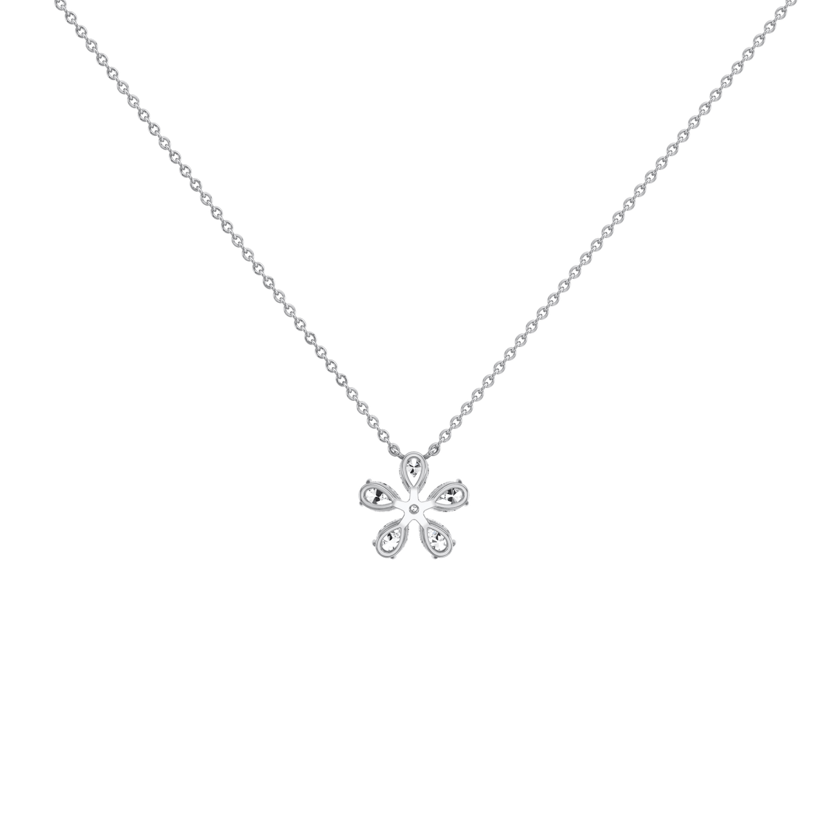 0.75CTW Lab Diamond Petite Flower Pendant Necklace In 14K Solid Gold/Platinum - Necklaces
