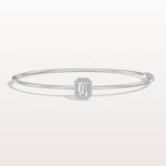 0.5CT Emerald Cut Lab Diamond Halo Bangle In 14K Solid Gold/Platinum - Bracelets