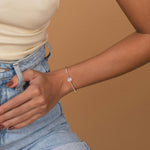 0.5CT Emerald Cut Lab Diamond Halo Bangle In 14K Solid Gold/Platinum - Bracelets