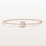 0.5CT Emerald Cut Lab Diamond Halo Bangle In 14K Solid Gold/Platinum - Bracelets