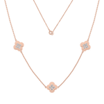 Lab Grown Diamond Clover Station Necklace In 14K Solid Gold/Platinum - Necklaces