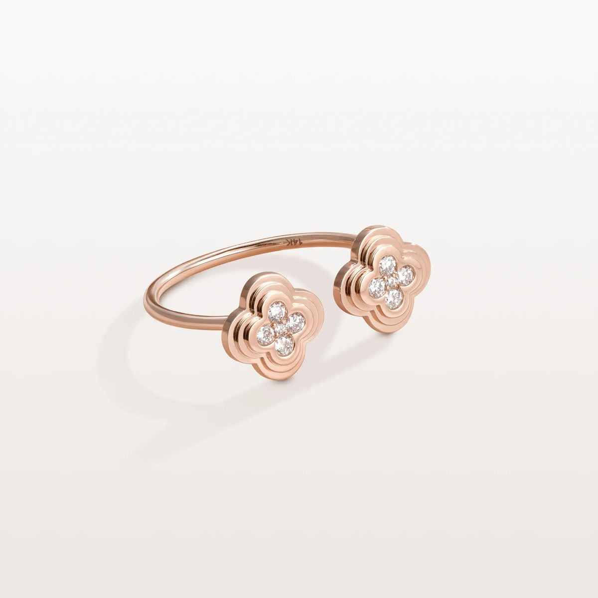 Lab Grown Diamond Clover Ring In 14K Gold/Platinum - Rings
