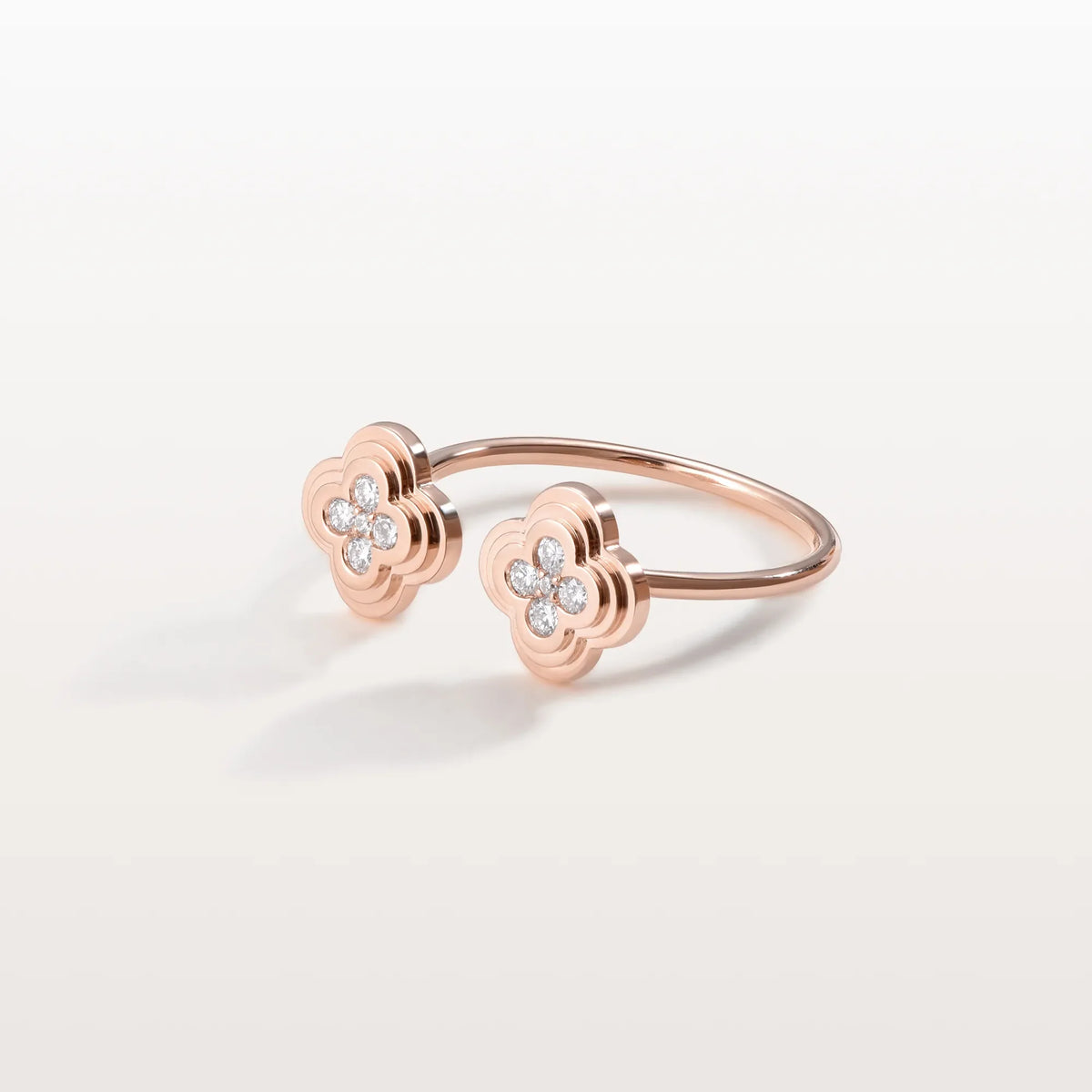 Lab Grown Diamond Clover Ring In 14K Gold/Platinum - Rings