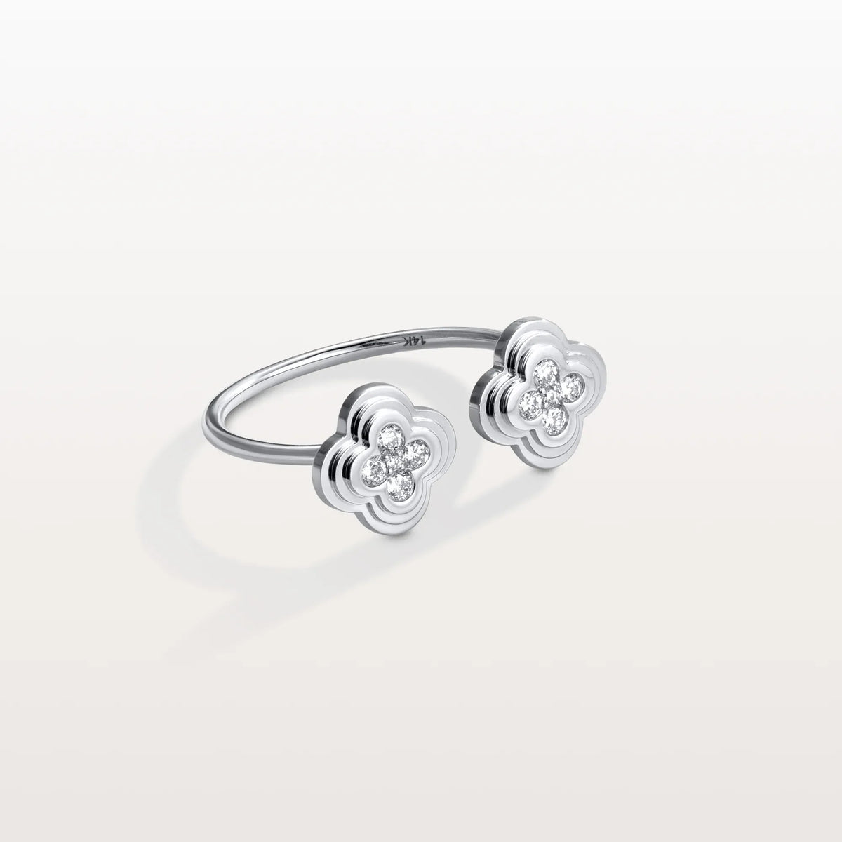 Lab Grown Diamond Clover Ring In 14K Gold/Platinum - Rings