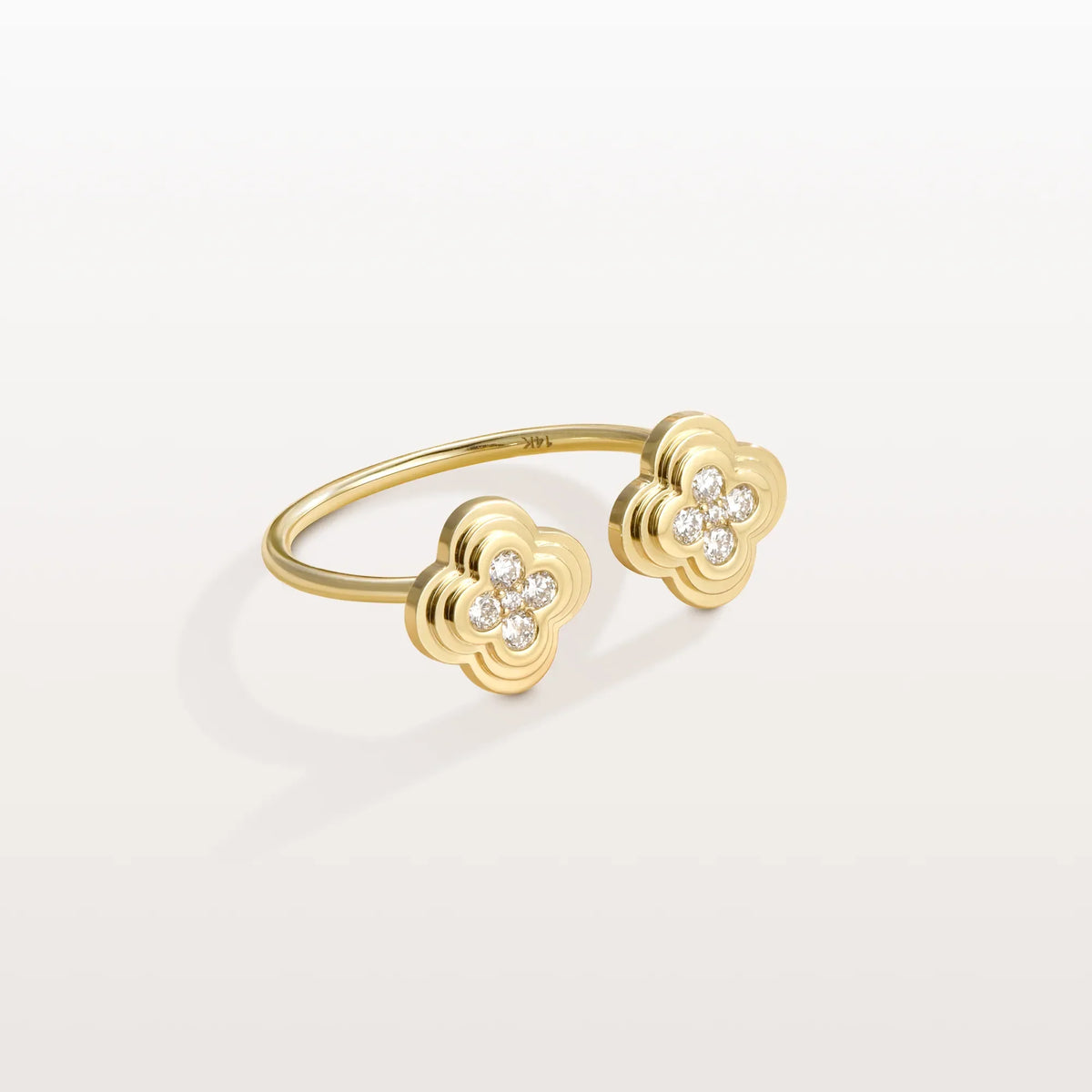 Lab Grown Diamond Clover Ring In 14K Gold/Platinum - Rings