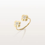 Lab Grown Diamond Clover Ring In 14K Gold/Platinum - Rings