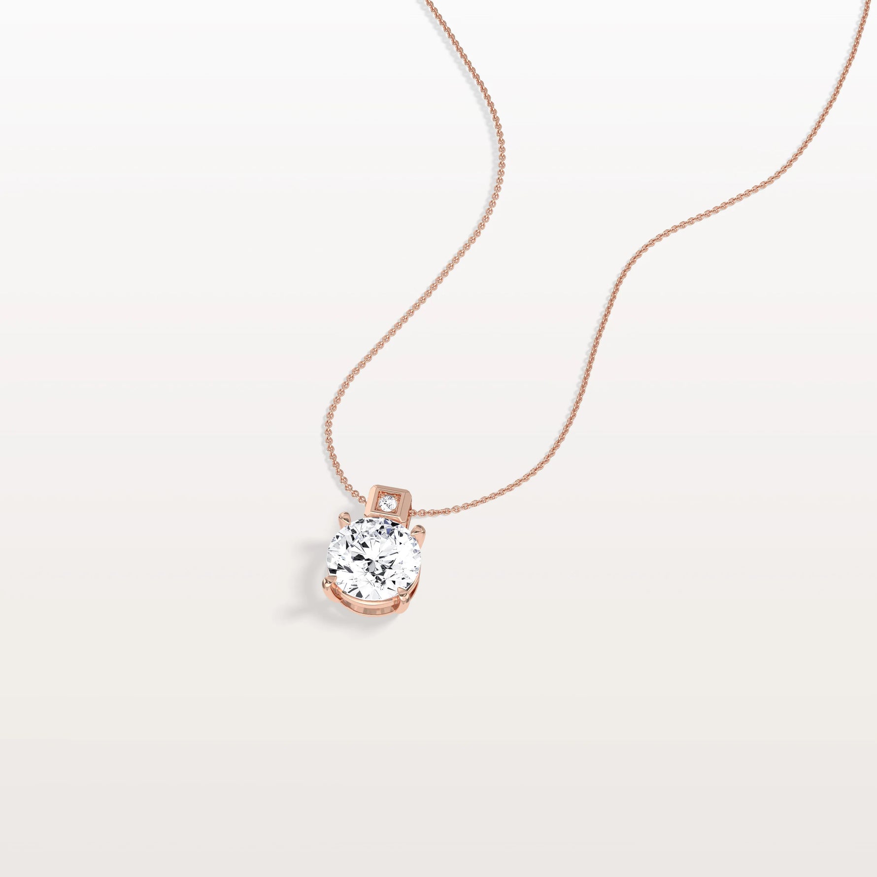 2CT Round Lab Grown Diamond Necklace in 14K Gold/Platinum - Necklaces