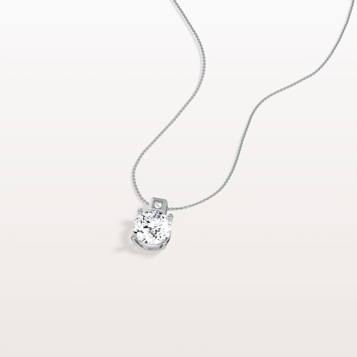 2CT Round Lab Grown Diamond Necklace in 14K Gold/Platinum - Necklaces