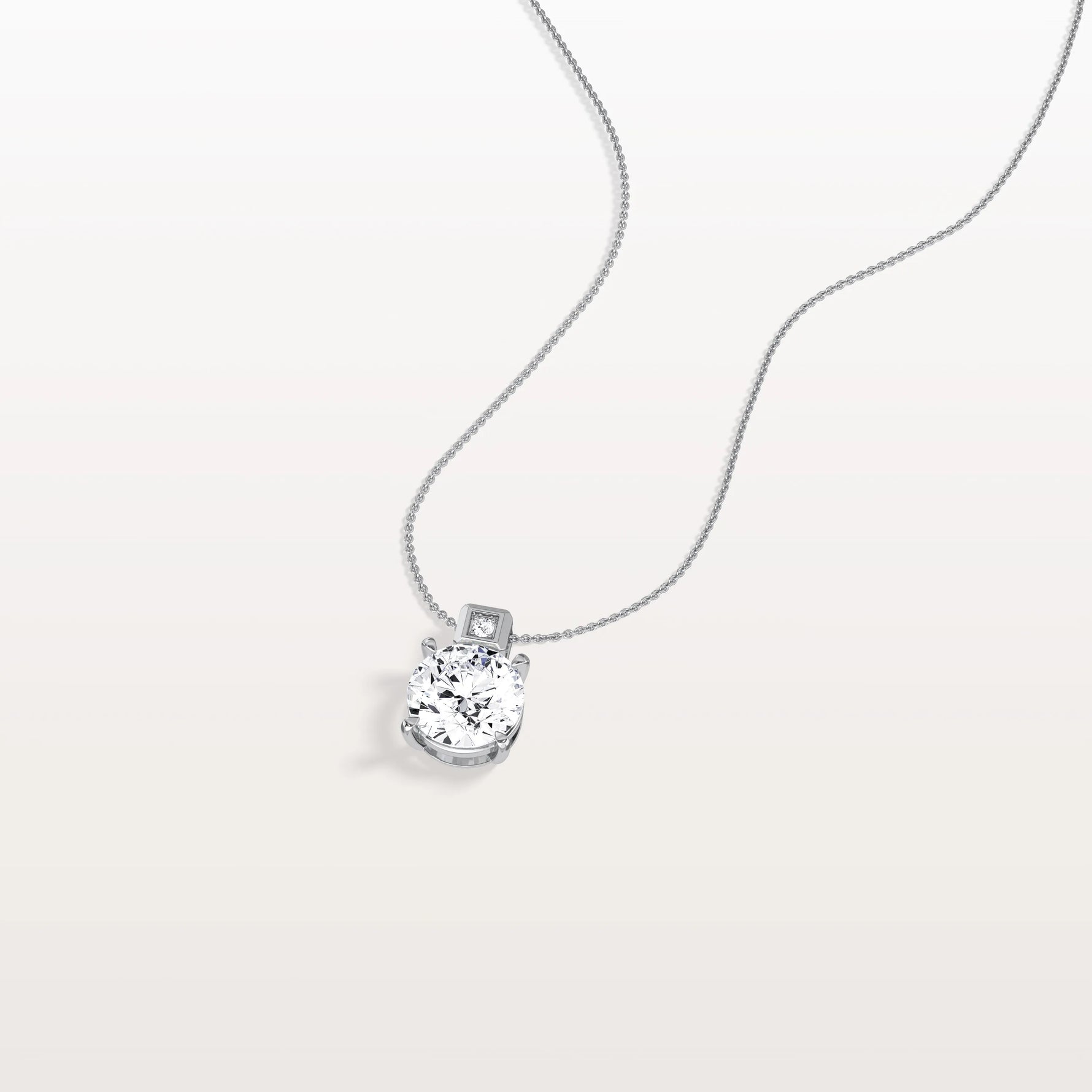 2CT Round Lab Grown Diamond Necklace in 14K Gold/Platinum - Necklaces