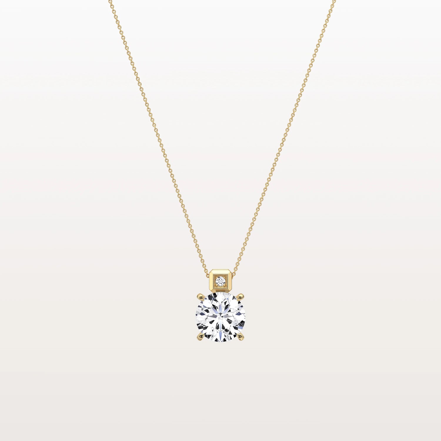 2CT Round Lab Grown Diamond Necklace in 14K Gold/Platinum - Necklaces