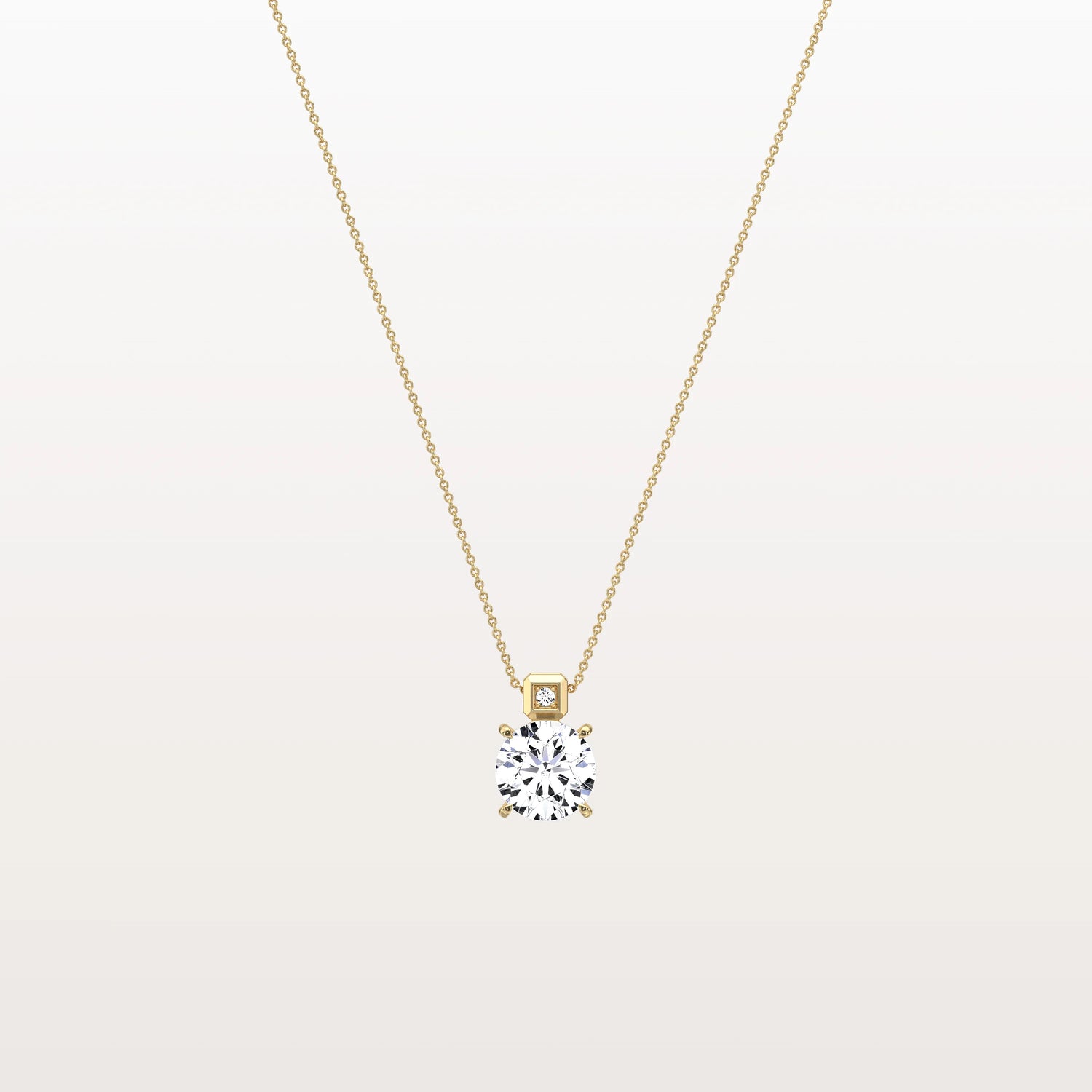 1CT Round Lab Grown Diamond Necklace in 14K Gold/Platinum - Necklaces
