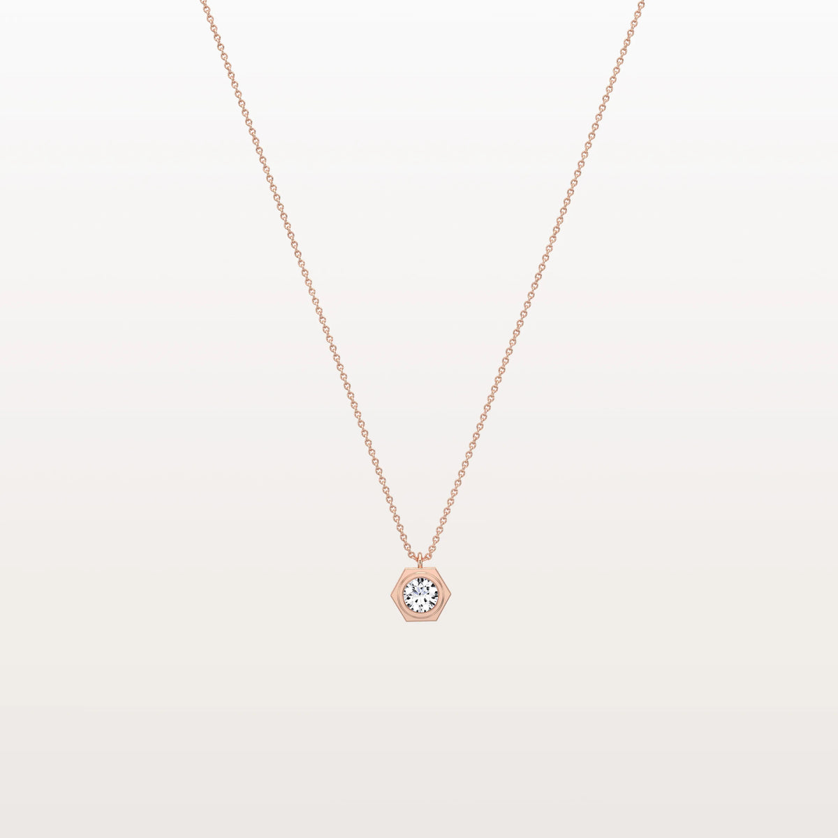 Hexagon Bezel Lab Grown Diamond Necklace in 14K Solid Gold/Platinum - Necklaces