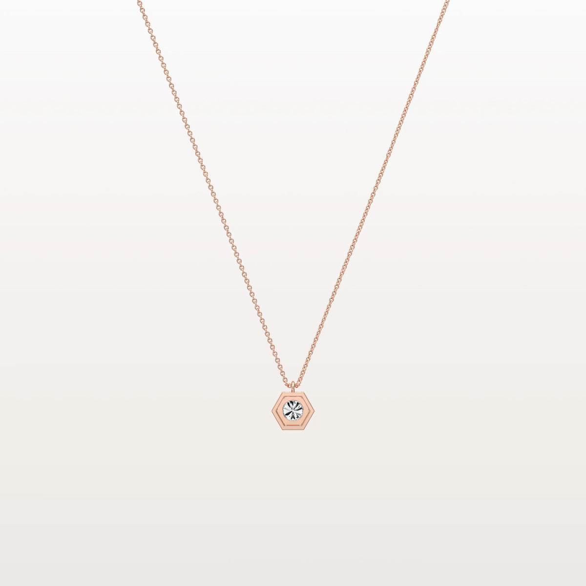 Hexagon Bezel Lab Grown Diamond Necklace in 14K Solid Gold/Platinum - Necklaces