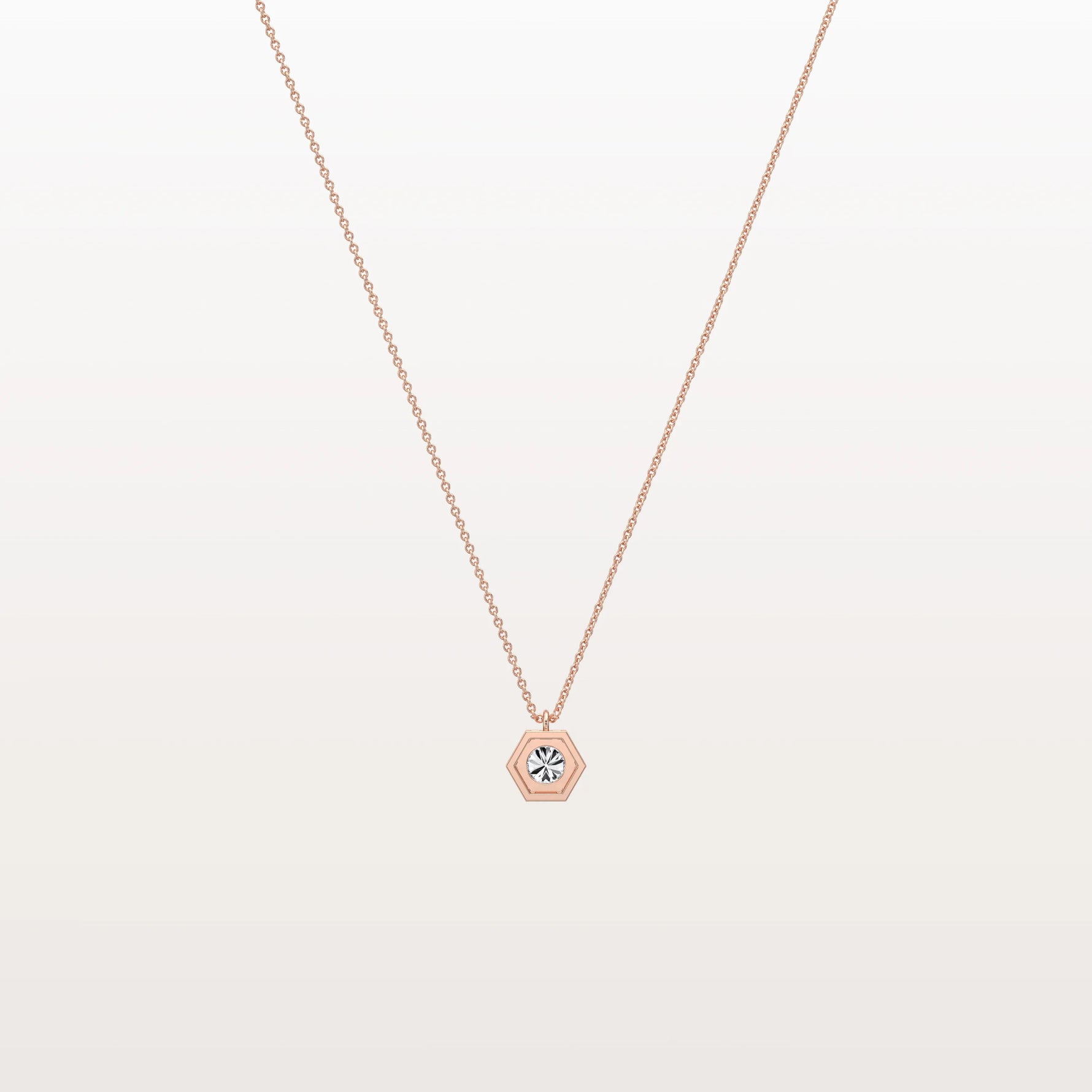 Hexagon Bezel Lab Grown Diamond Necklace in 14K Solid Gold/Platinum - Necklaces
