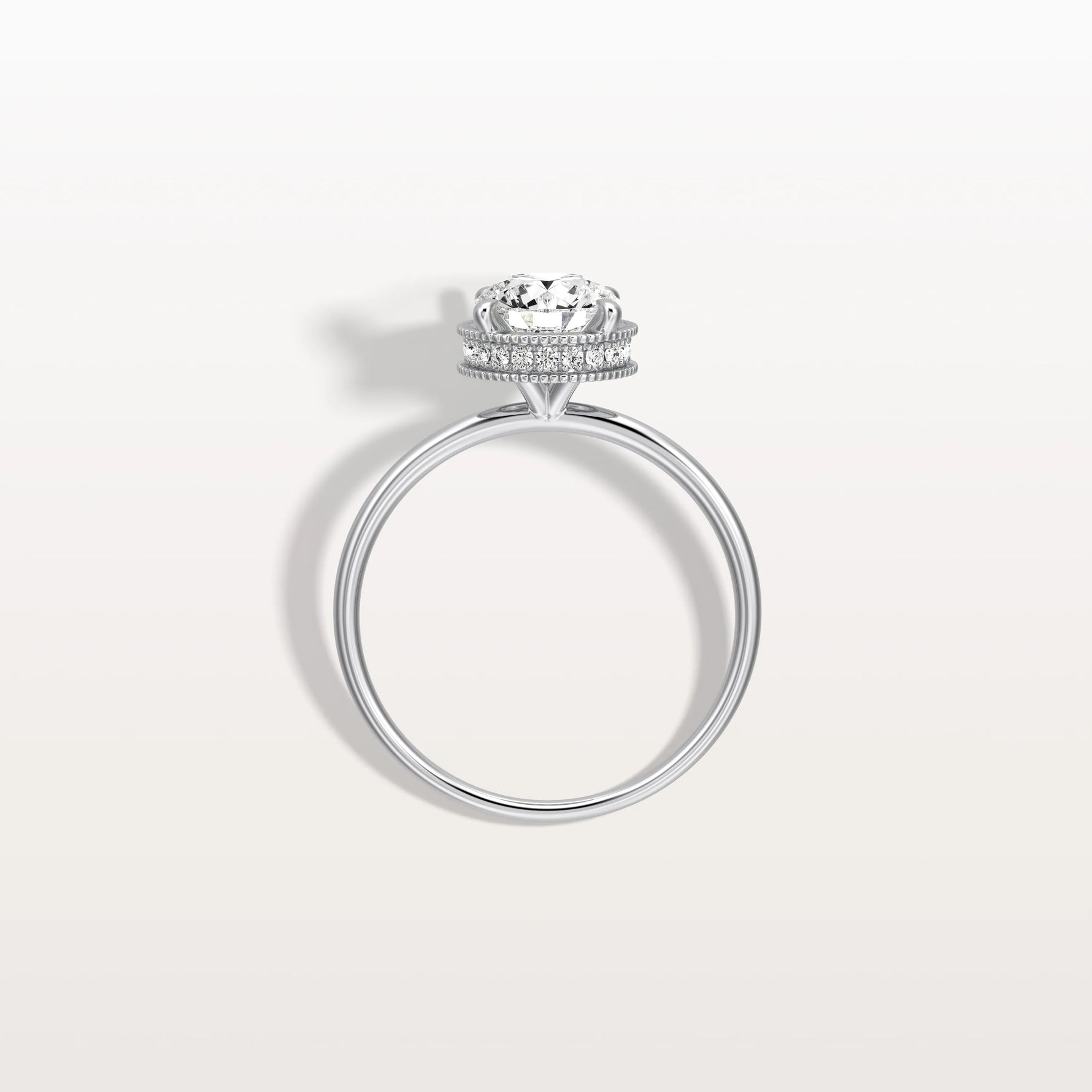 Hidden Halo 1CT Round Lab Diamond Ring With Basket Setting - Rings