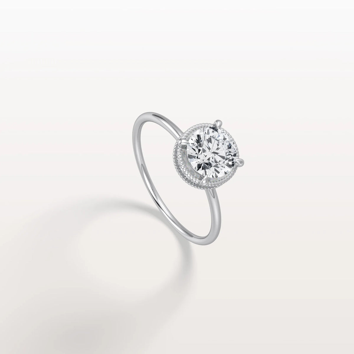 Hidden Halo 1CT Round Lab Diamond Ring With Basket Setting - Rings