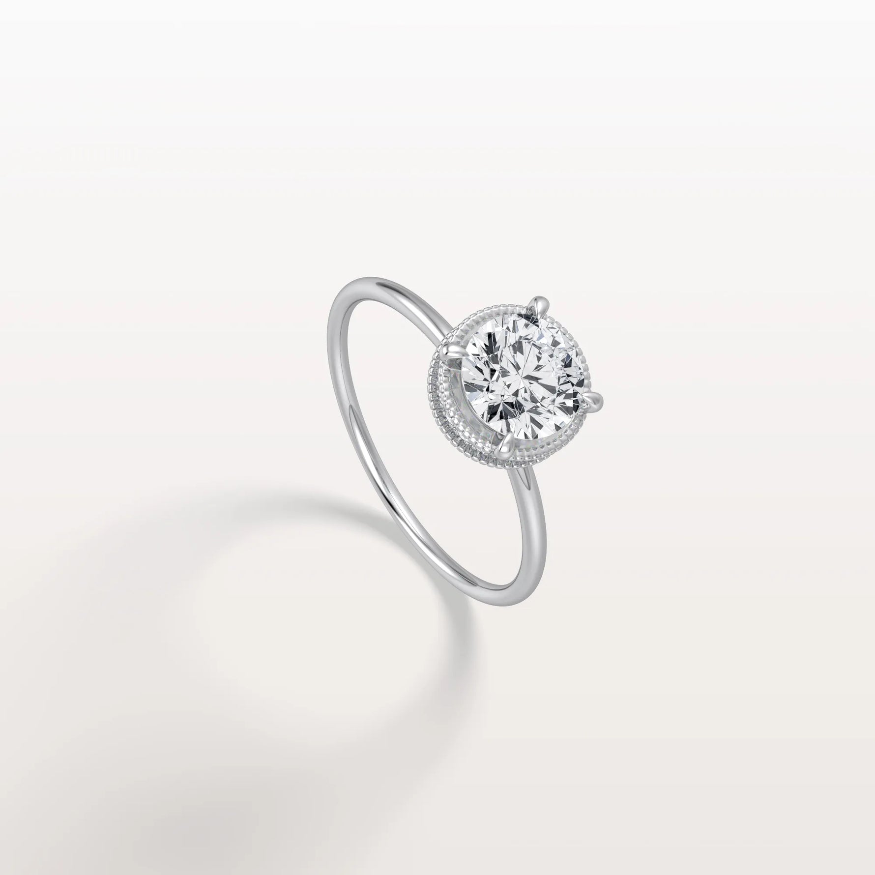 Hidden Halo 1CT Round Lab Diamond Ring With Basket Setting - Rings