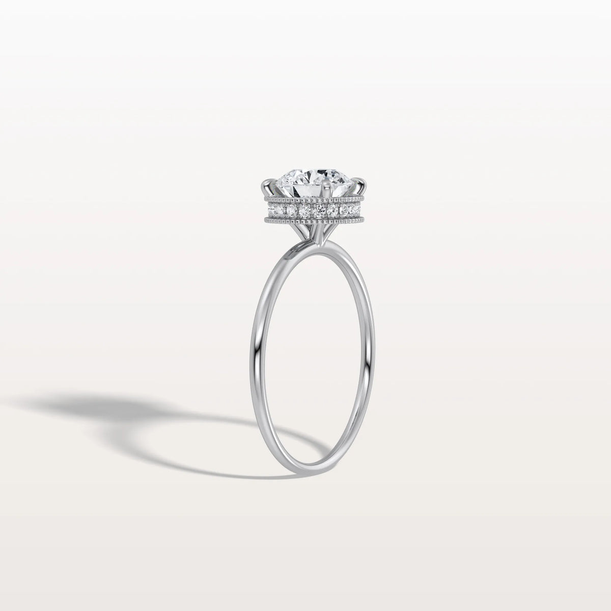 Hidden Halo 1CT Round Lab Diamond Ring With Basket Setting - Rings