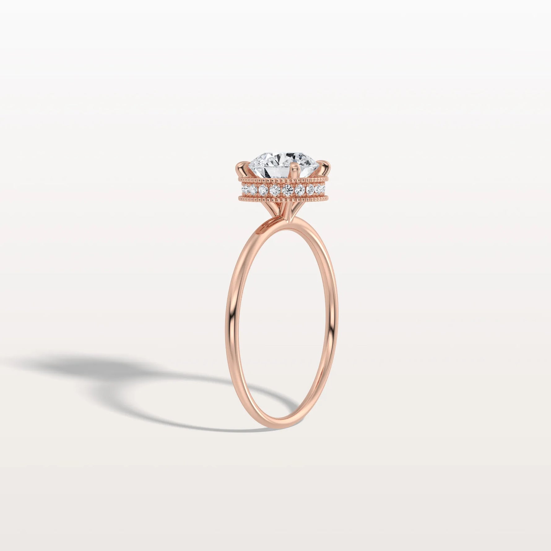 Hidden Halo 1CT Round Lab Diamond Ring With Basket Setting - Rings