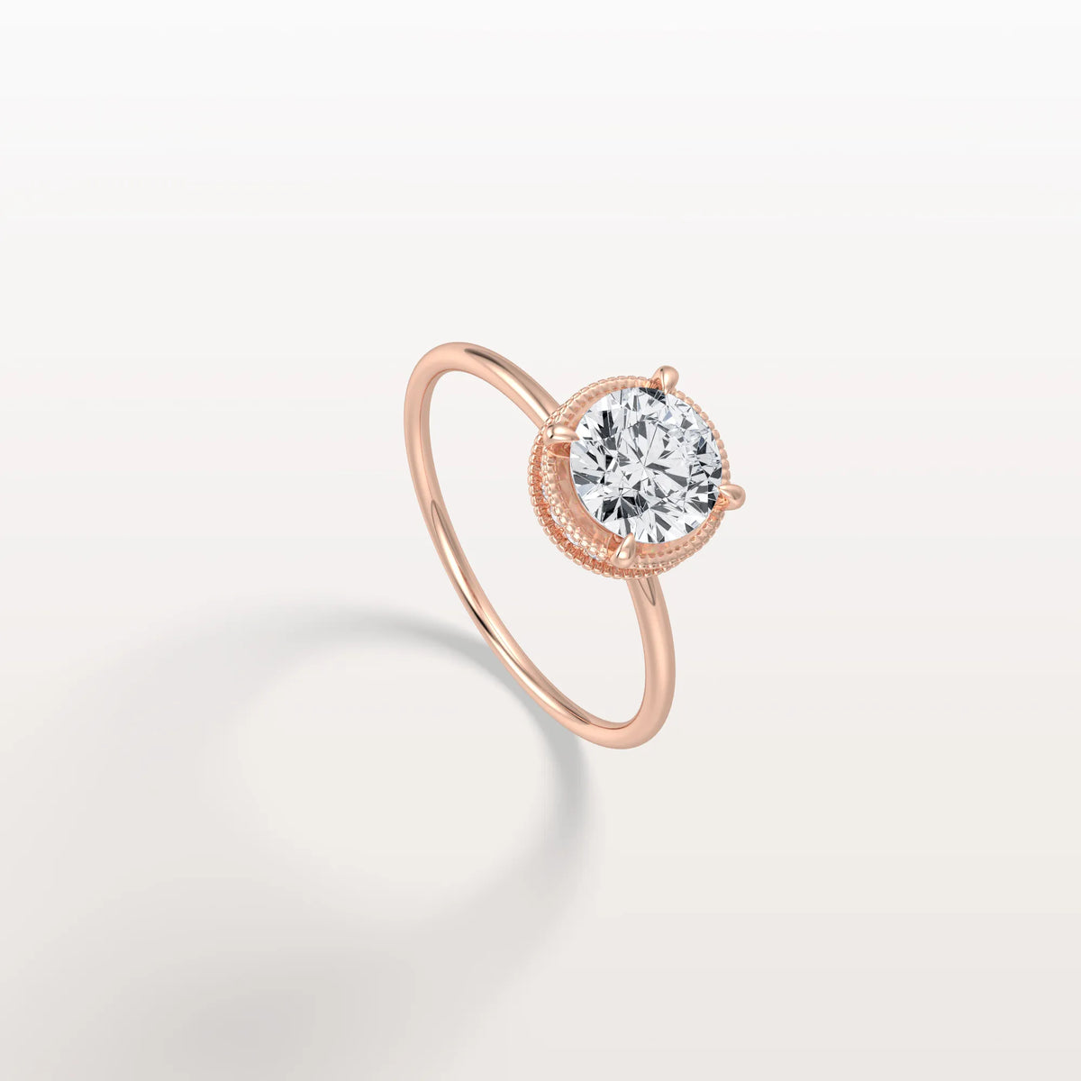 Hidden Halo 1CT Round Lab Diamond Ring With Basket Setting - Rings
