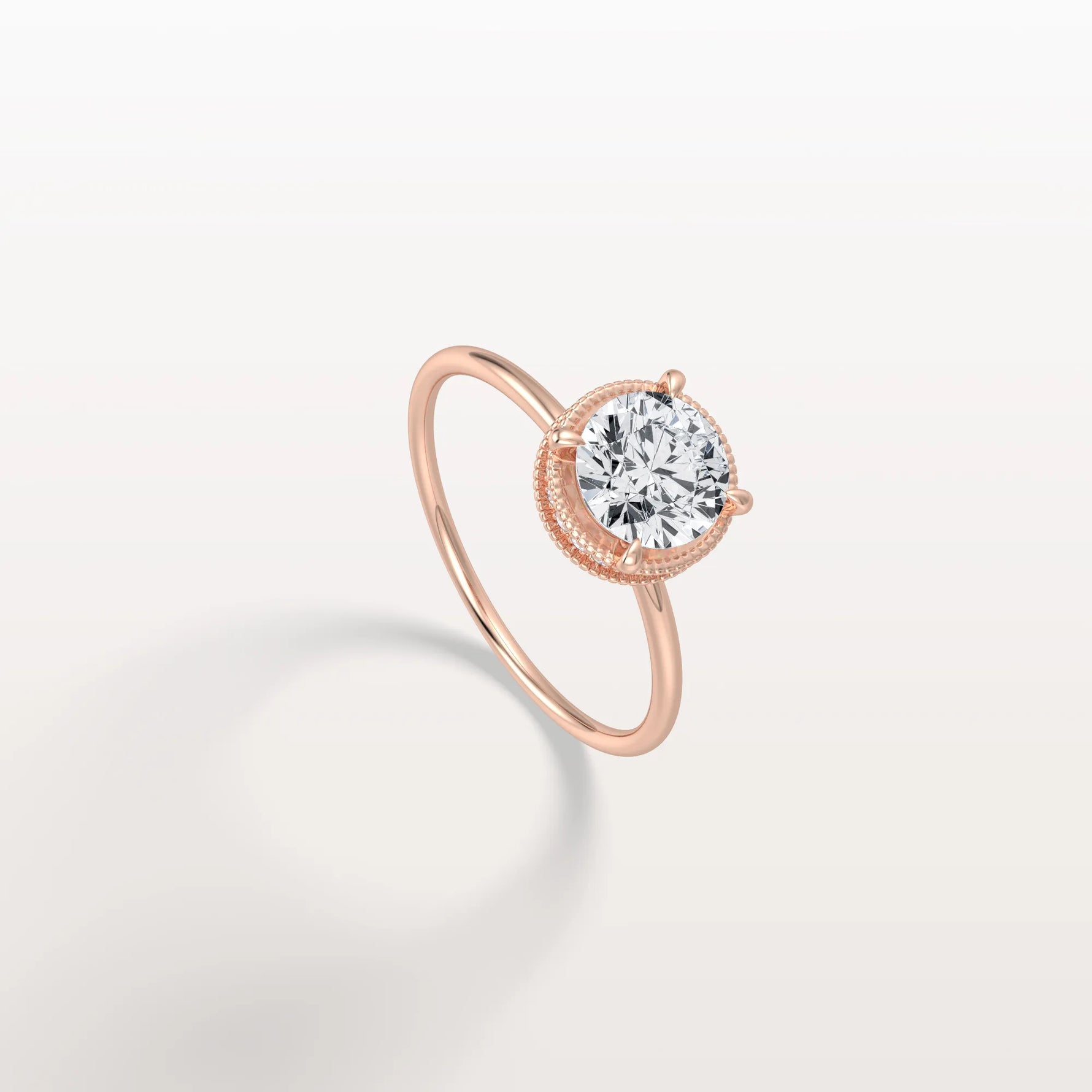 Hidden Halo 1CT Round Lab Diamond Ring With Basket Setting - Rings