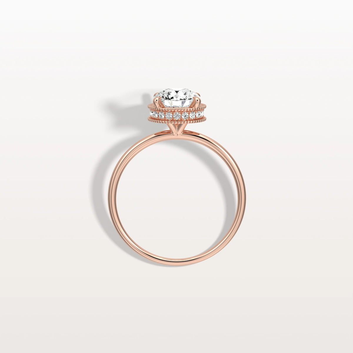 Hidden Halo 1CT Round Lab Diamond Ring With Basket Setting - Rings
