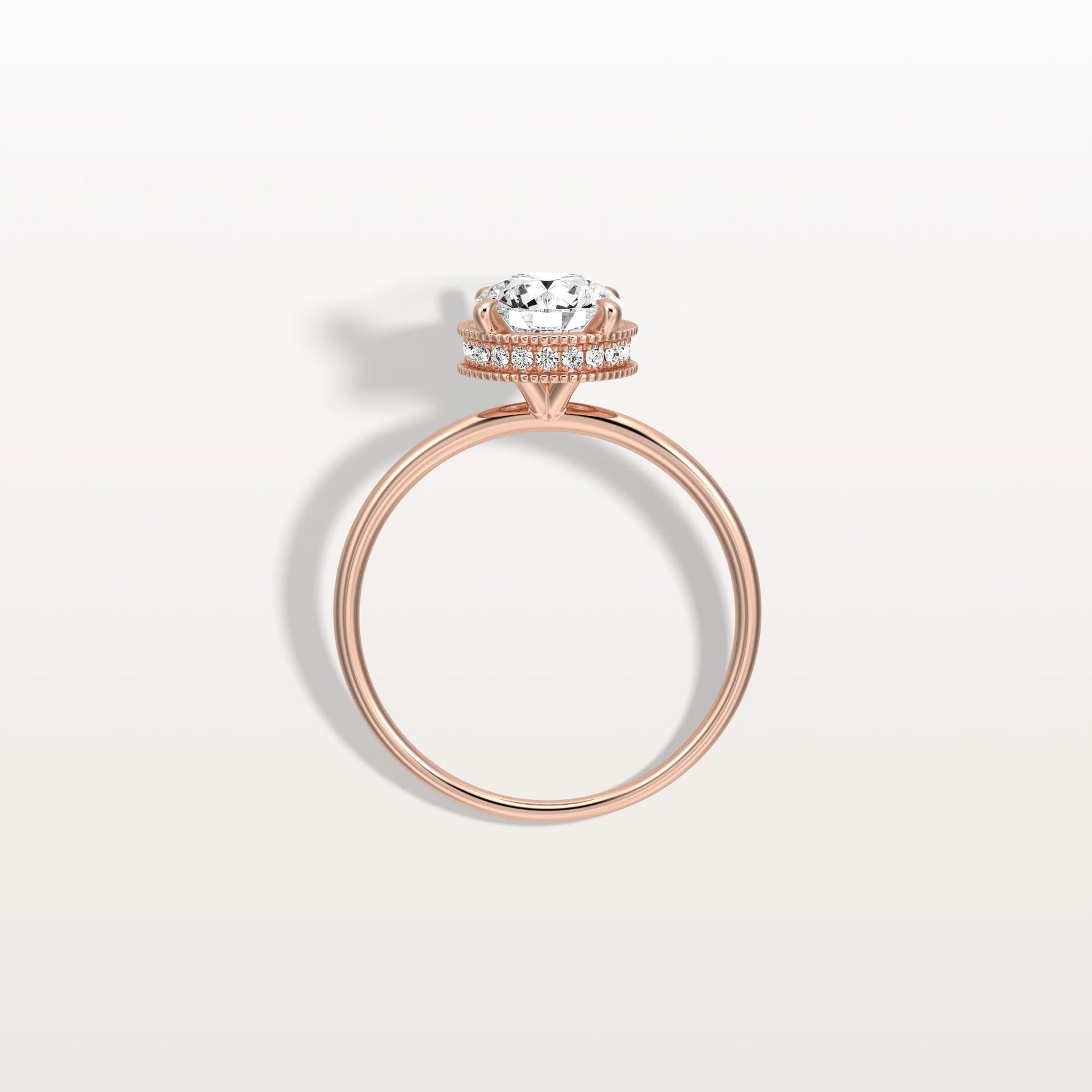 Hidden Halo 1CT Round Lab Diamond Ring With Basket Setting - Rings