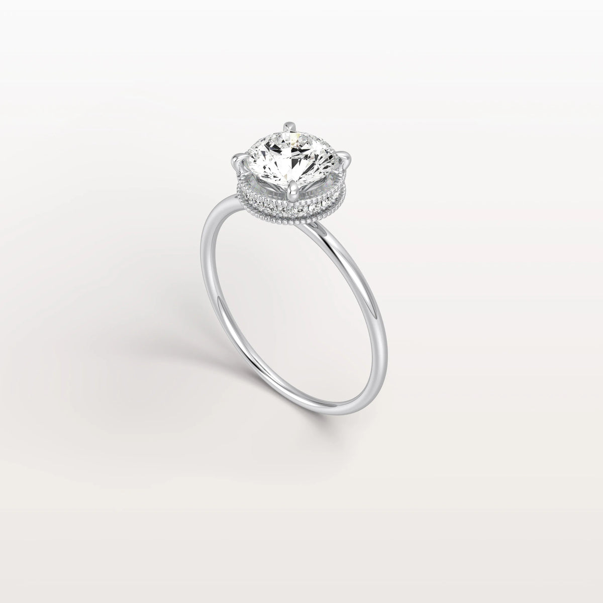 Hidden Halo 1CT Round Lab Diamond Ring With Basket Setting - Rings