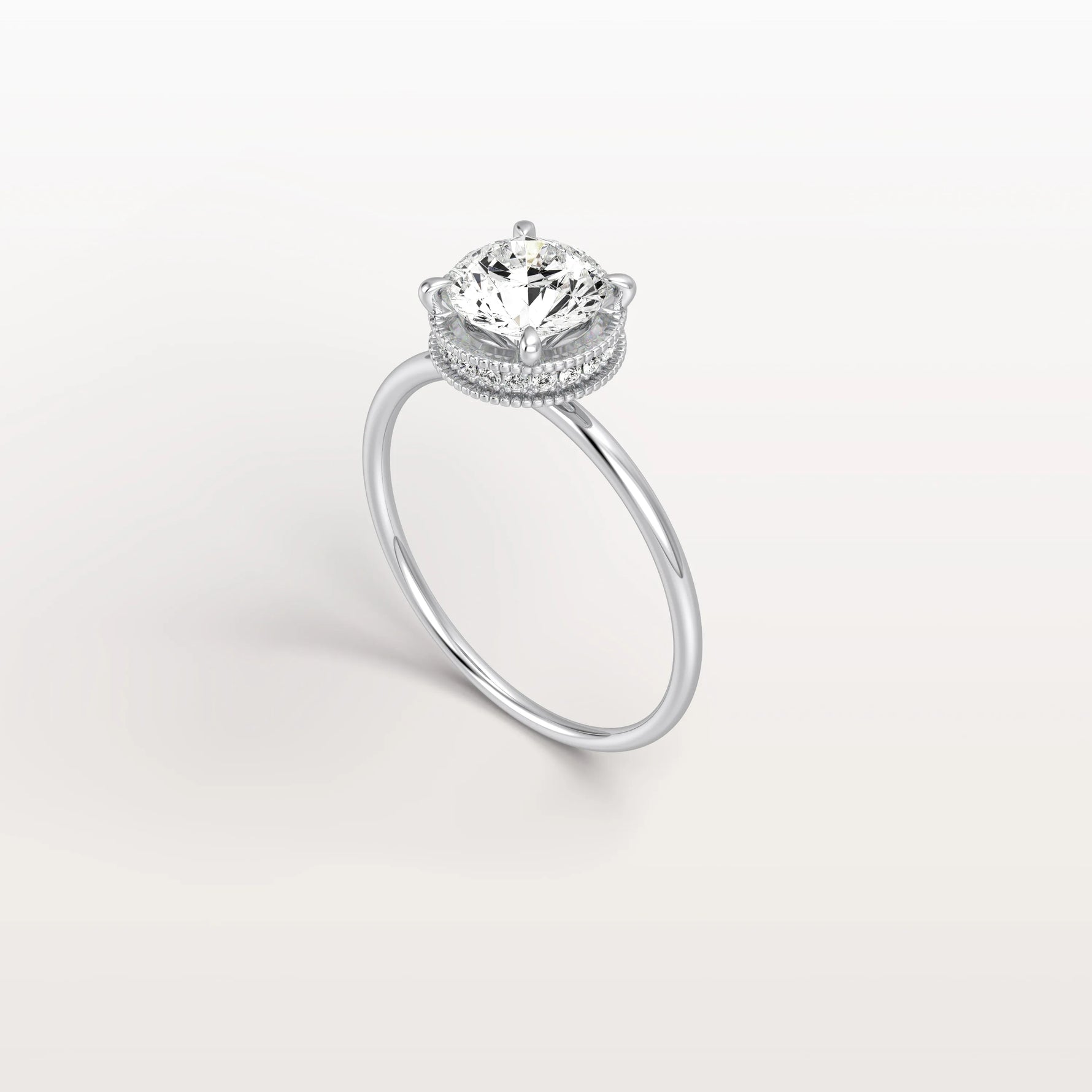 Hidden Halo 1CT Round Lab Diamond Ring With Basket Setting - Rings