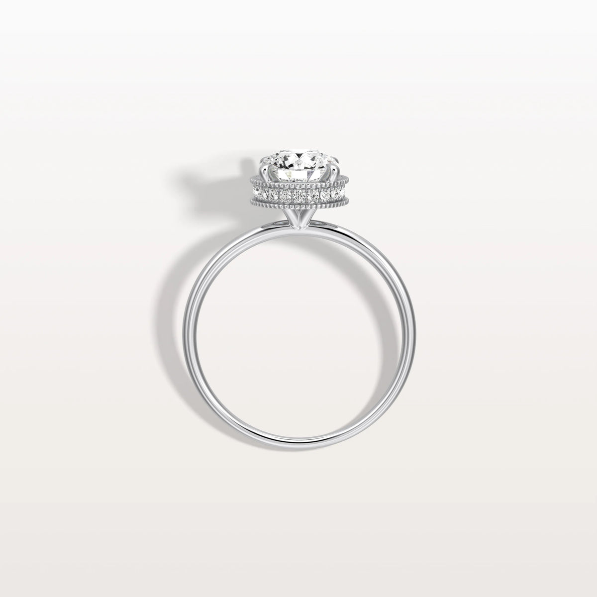Hidden Halo 1CT Round Lab Diamond Ring With Basket Setting - Rings