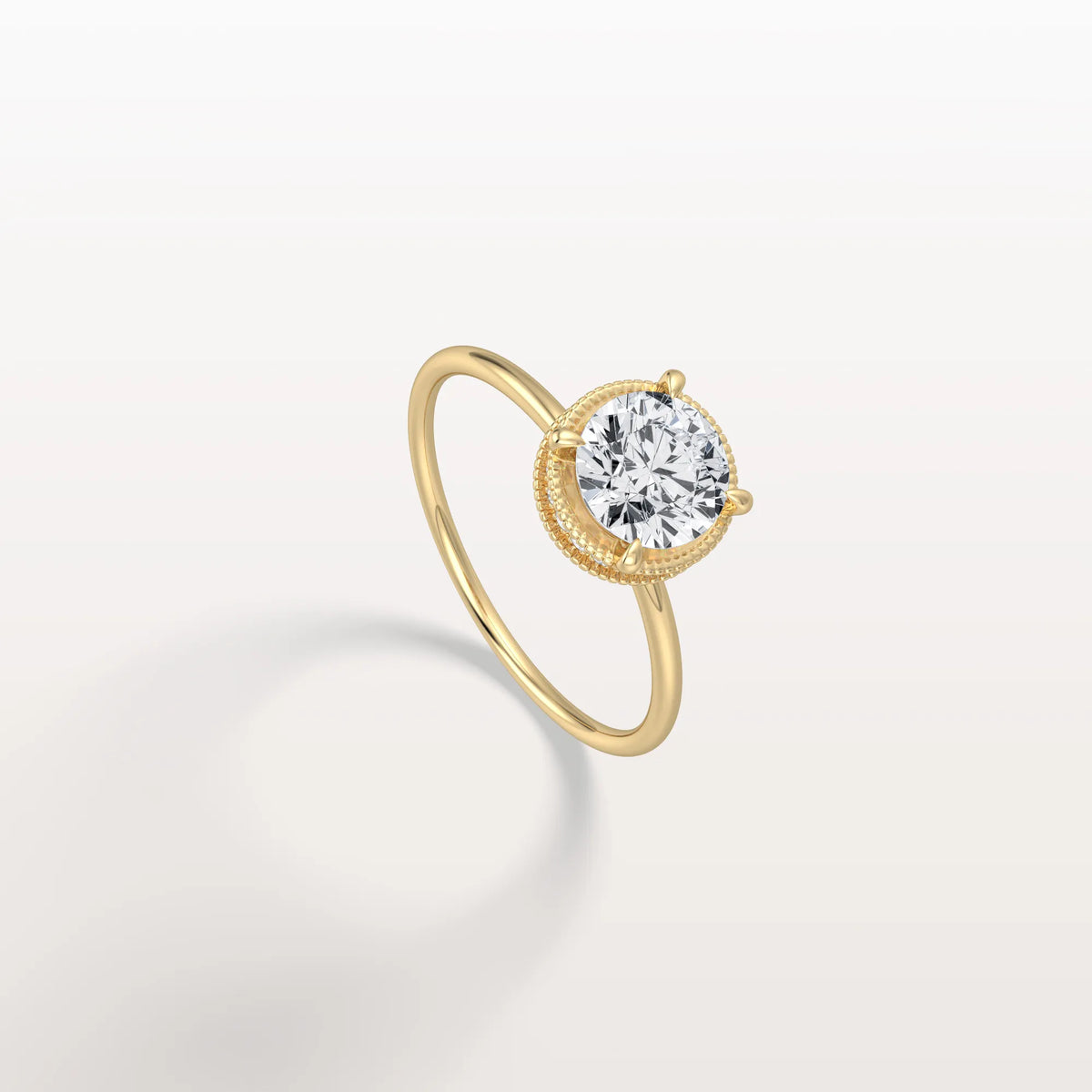 Hidden Halo 1CT Round Lab Diamond Ring With Basket Setting - Rings